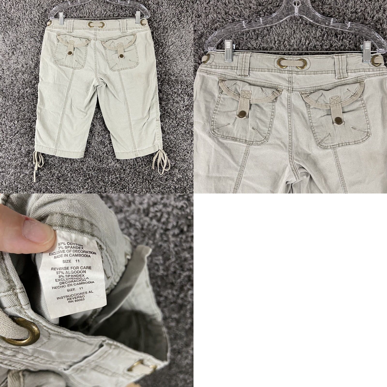 Vintage LEI Women's Bermuda Shorts Size 11 Beige with Pockets Size 32" / US 10 / IT 46 - 8 Thumbnail