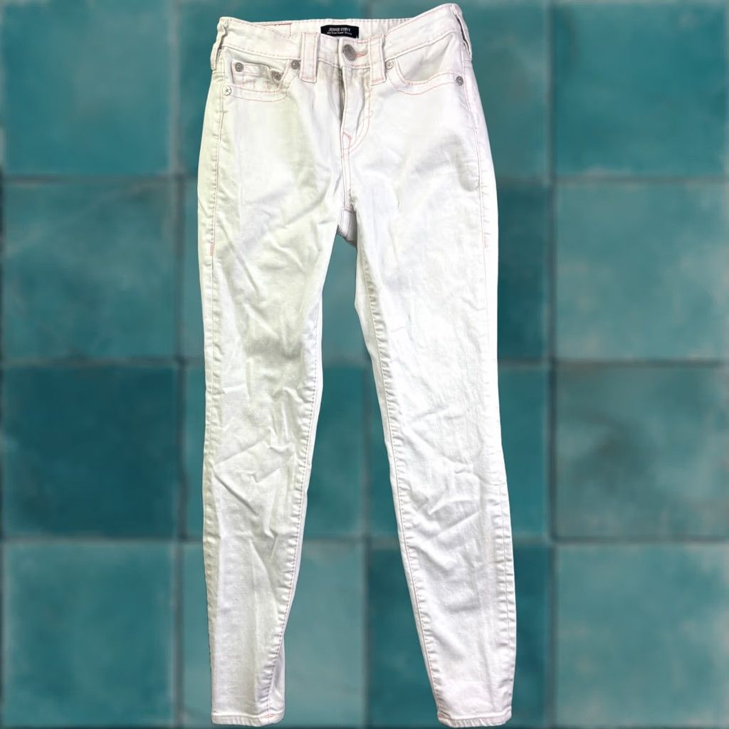 True Religion True Religion Jeans Women 25 Mid Rise Super Skinny Pink Stitch Denim 5-Pocket Curvy Jennie Jeans Womens Menus? Size 42" / US 20 - 1 Thumbnail