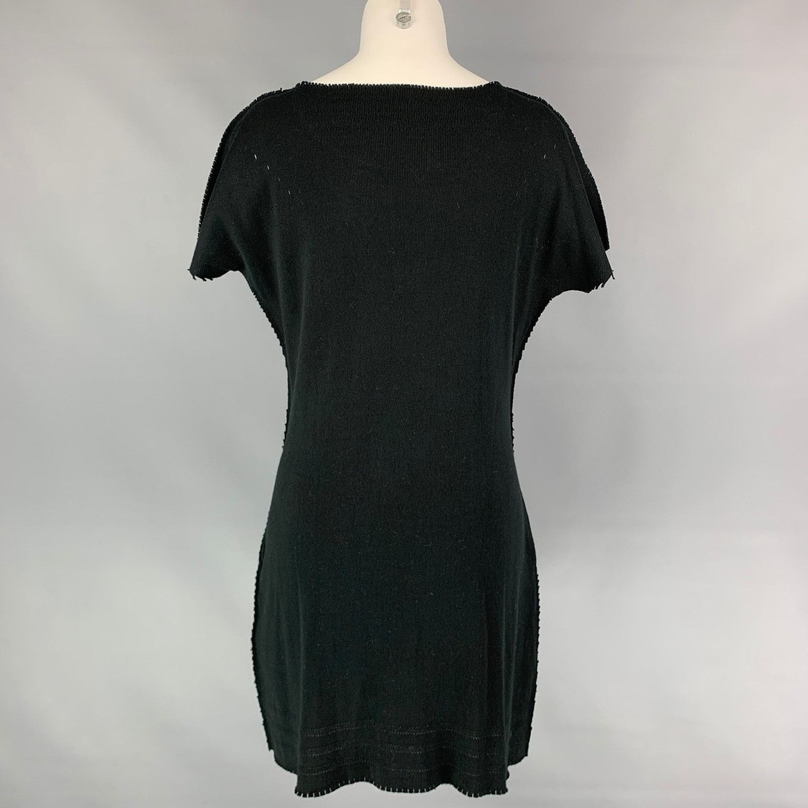 Issey Miyake ISSEY MIYAKE Size M Black Knitted Raw Edged Shift Dress Size M / US 6-8 / IT 42-44 - 4 Thumbnail