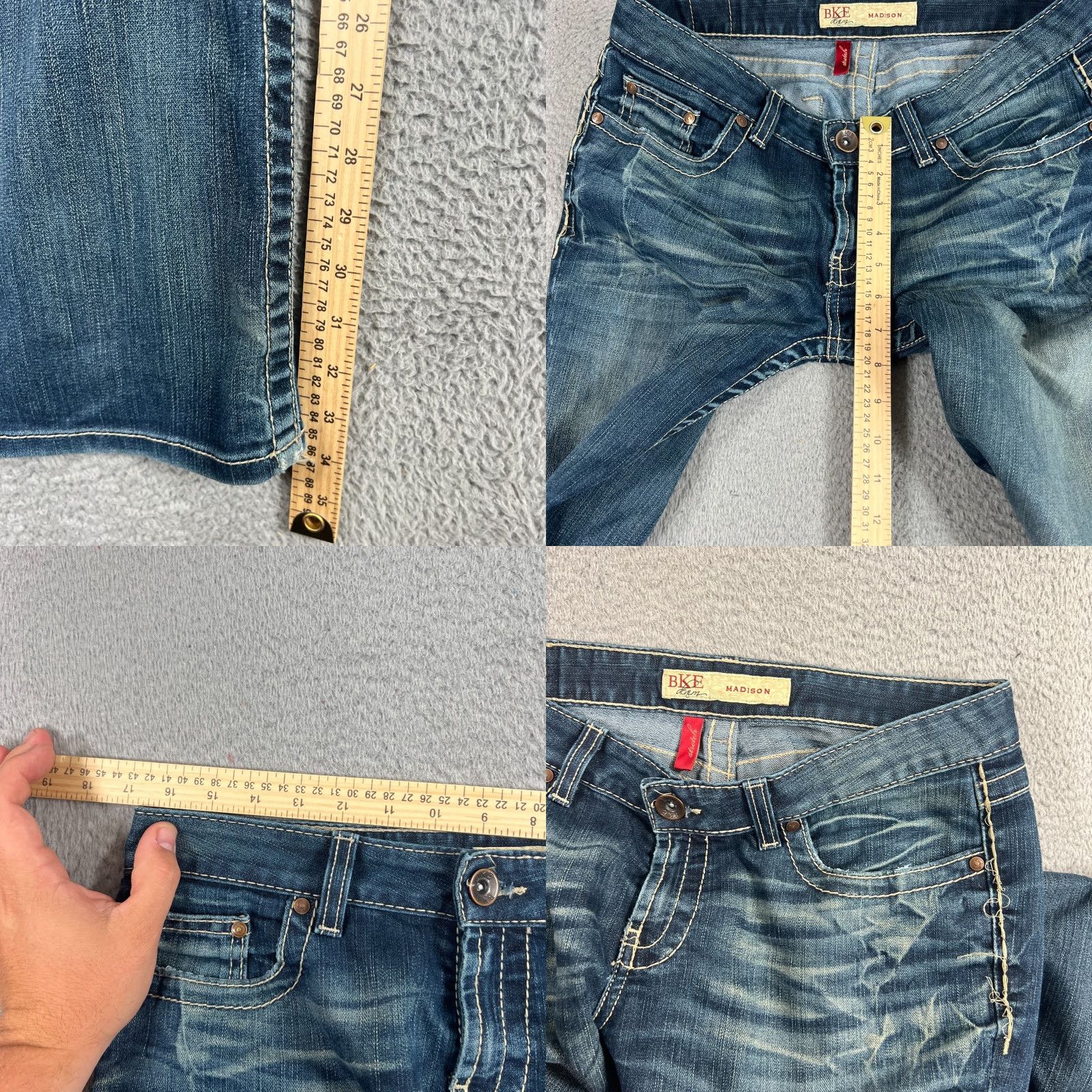 Vintage BKE Buckle Madison Jeans Womens 31x34 Bootcut Distressed Denim Flare Pockets Size 24" / US 00 / IT 34 - 8 Thumbnail