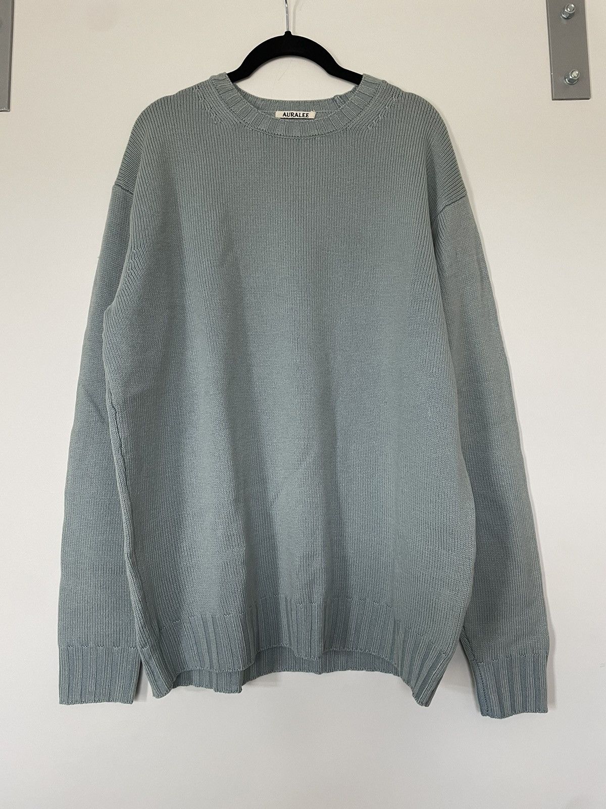 Image of Auralee Lightweight Knit Wool Sweater Crewneck Size 5 Blue, Men's