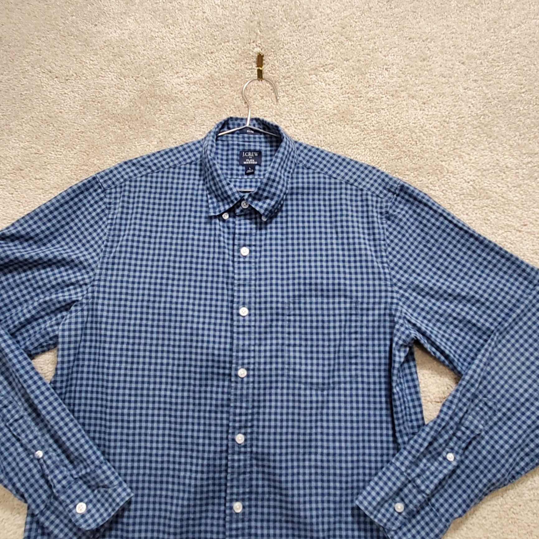 J.Crew J.Crew Shirt Men's Large Blue Plaid Stretch Flex Washed Long Sleeve Button-Down Size US L / EU 52-54 / 3 - 6 Thumbnail