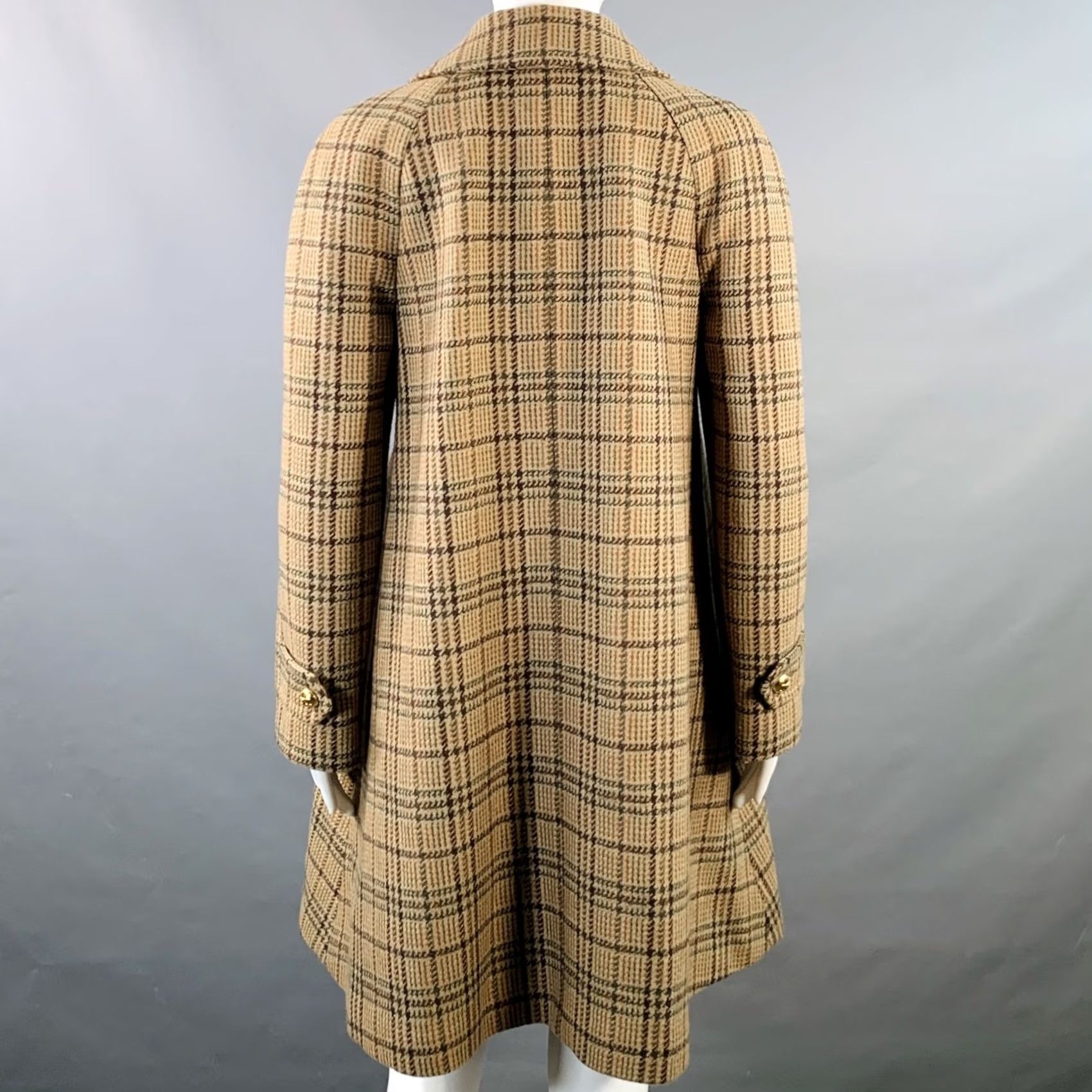 Celine CELINE Coat Raglan Sleeve Plaid Wool Blend Khaki Brown Olive Size 6 Womens Size M / US 6-8 / IT 42-44 - 5 Thumbnail