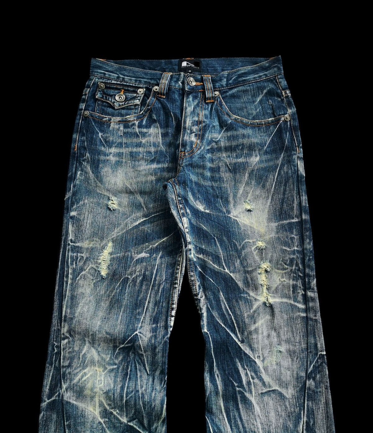 Le Grande Bleu (L.G.B.) Vintage Nylaus Discharge Lightning Thunder Flare Jeans Size US 31 - 1 Thumbnail