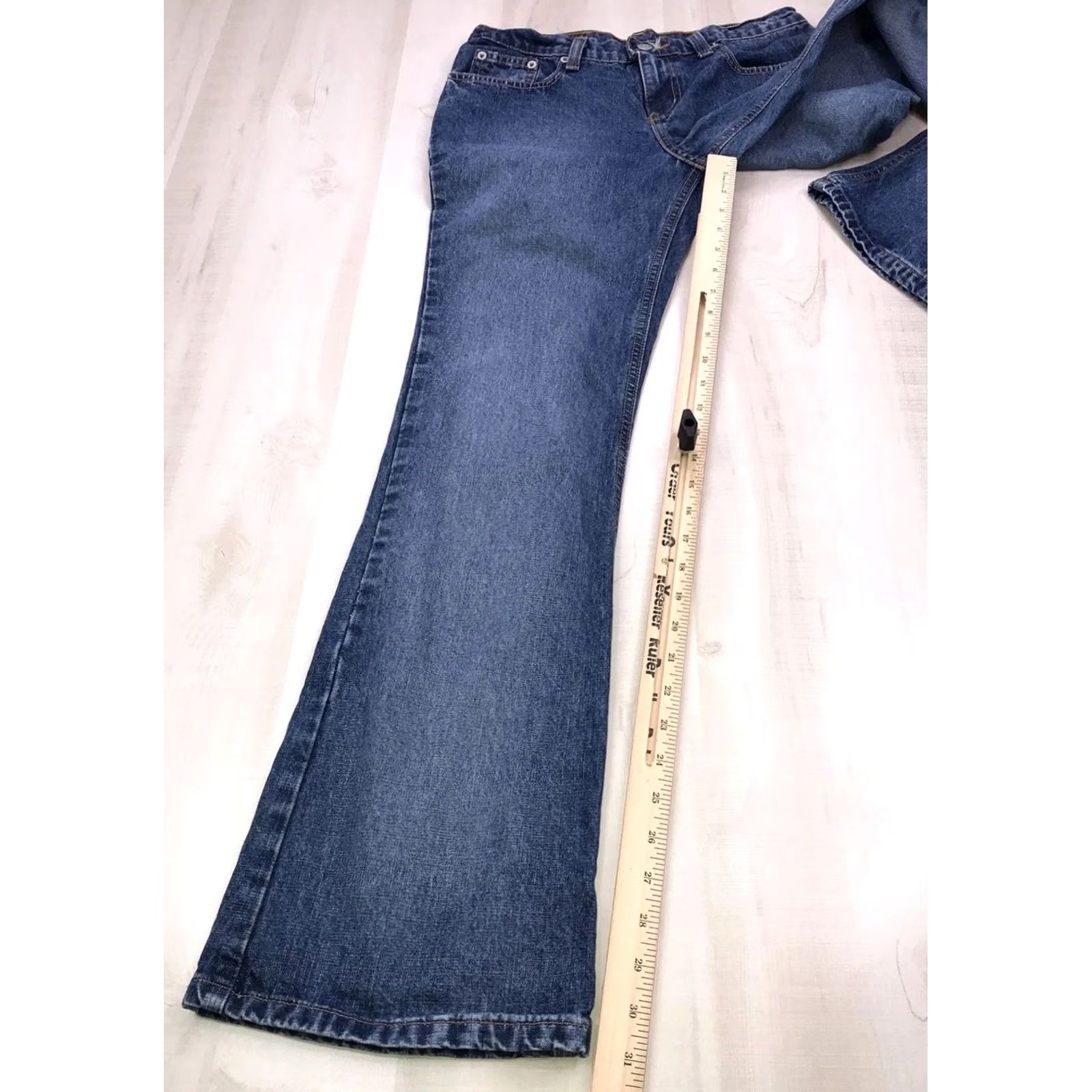 Polo Ralph Lauren VINTAGE Polo Jeans Company Low Rise Flare Denim Jeans Womens 5/6x32 Blue Slim 90s Retro College Bohemian City Womens Jeans Size 27" / US 4 / IT 40 - 2 Thumbnail