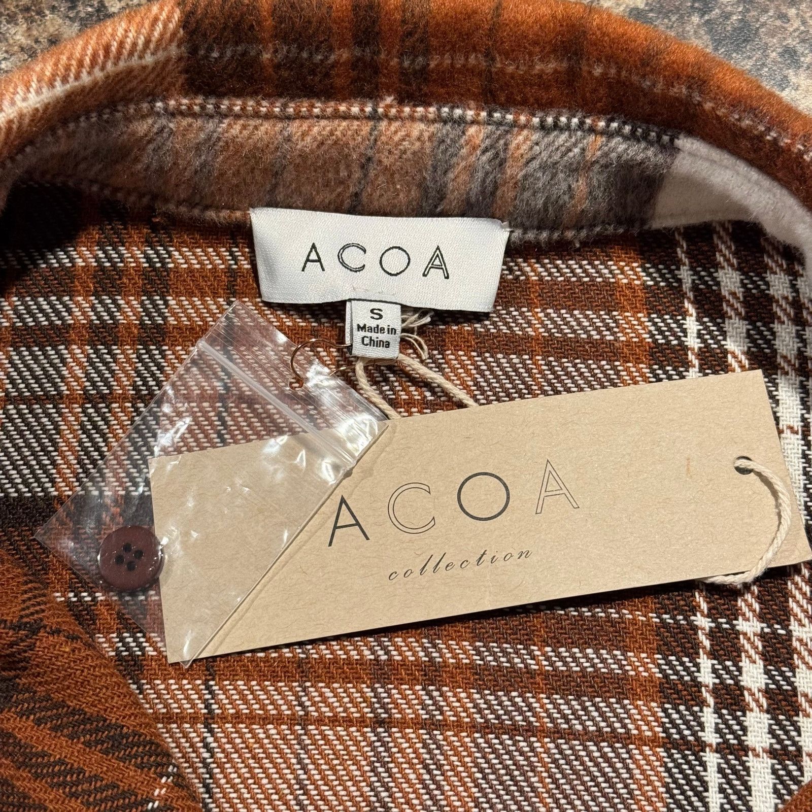 Other NWT ACOA Shacket Wool Flannel Oversize Button Plaid Small Size S / US 4 / IT 40 - 3 Thumbnail