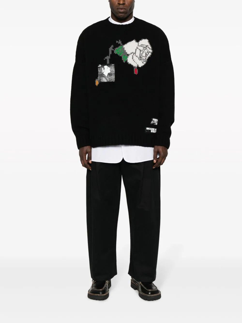 Undercover o1mle0924 Knit Rose Sweater in Black Size US XL / EU 56 / 4 - 2 Thumbnail