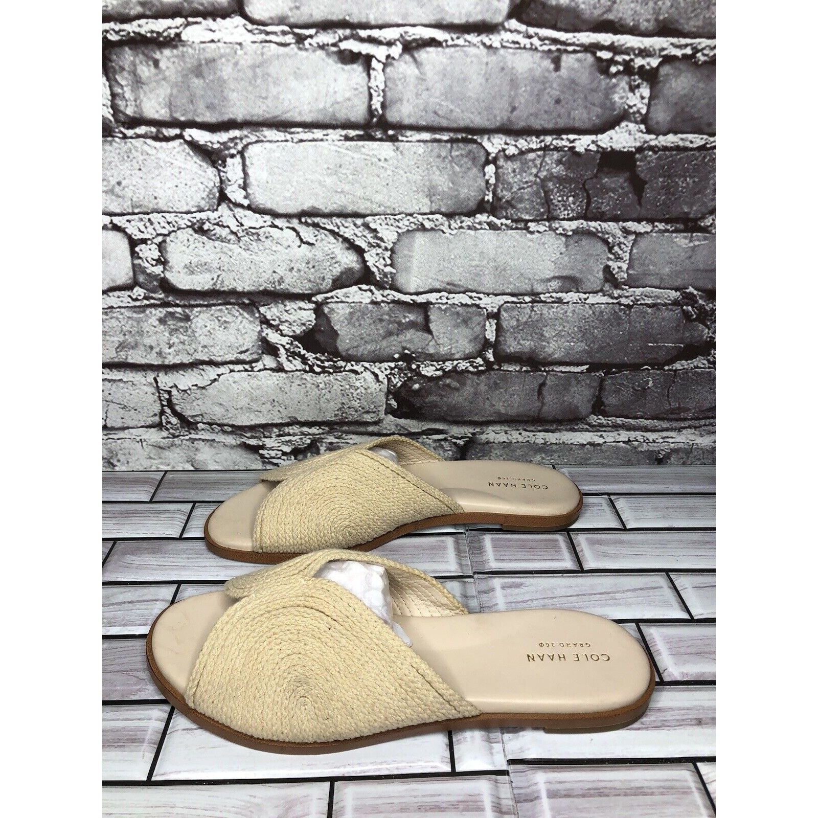 Cole Haan Cole Haan Grand Os Beige Cream Fabric Slides Sandals Women S Size US 8 / IT 38 - 3 Thumbnail