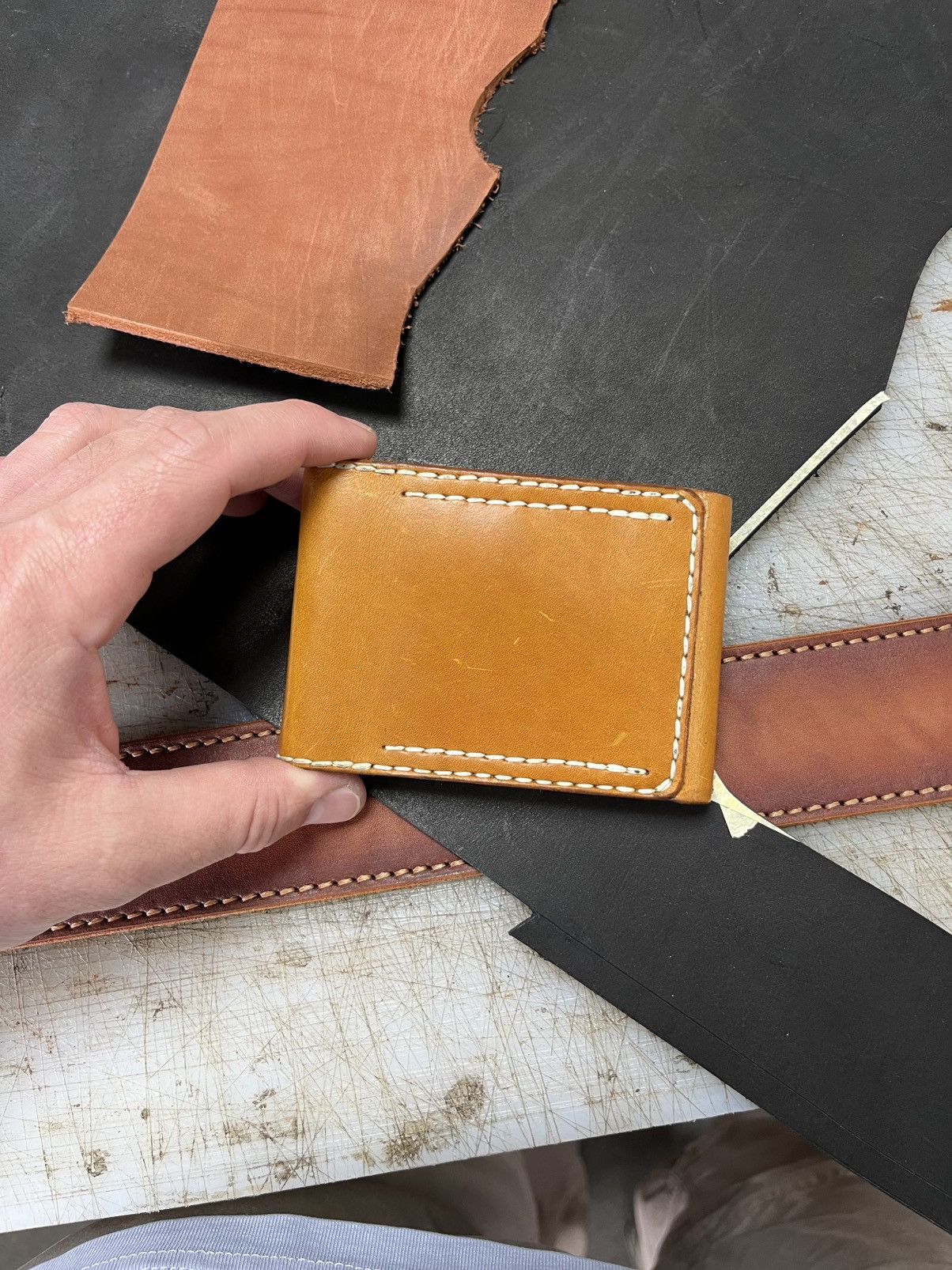 Other Handmade Leather Wallet Card Holder Brown Slim Bifold Craft Size ONE SIZE - 7 Thumbnail