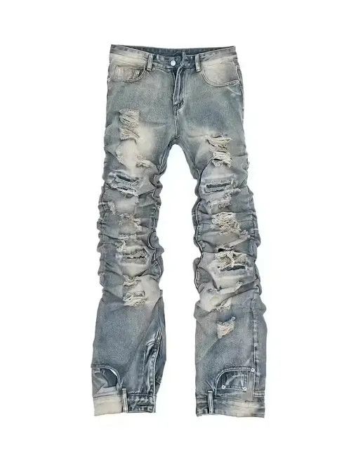 Japanese Brand Vintage washed blue ripped pleated street hip hop jeans Size US 32 / EU 48 - 7 Thumbnail