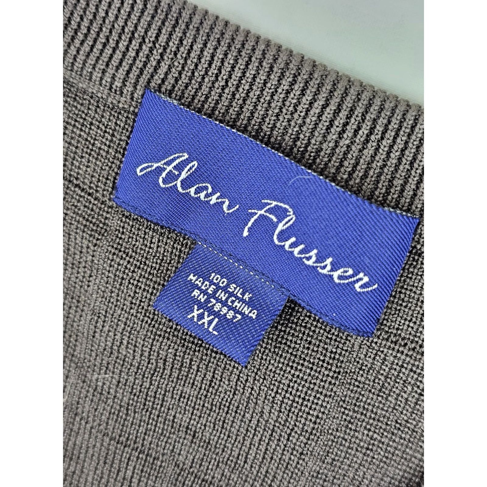 Vintage Alan Flusser 100% Silk Sweater Vest Men XXL Brown Geometric V-Neck Windowpane Shirt Vest Mall Size US XXL / EU 58 / 5 - 2 Thumbnail