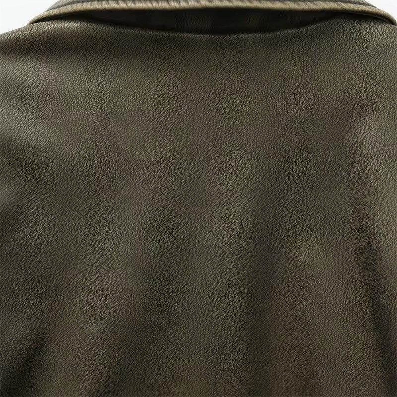 Jean Retro Carbon Oversized Loose Pu Faux Leather Short Jacket Size XL / US 12-14 / IT 48-50 - 10 Thumbnail