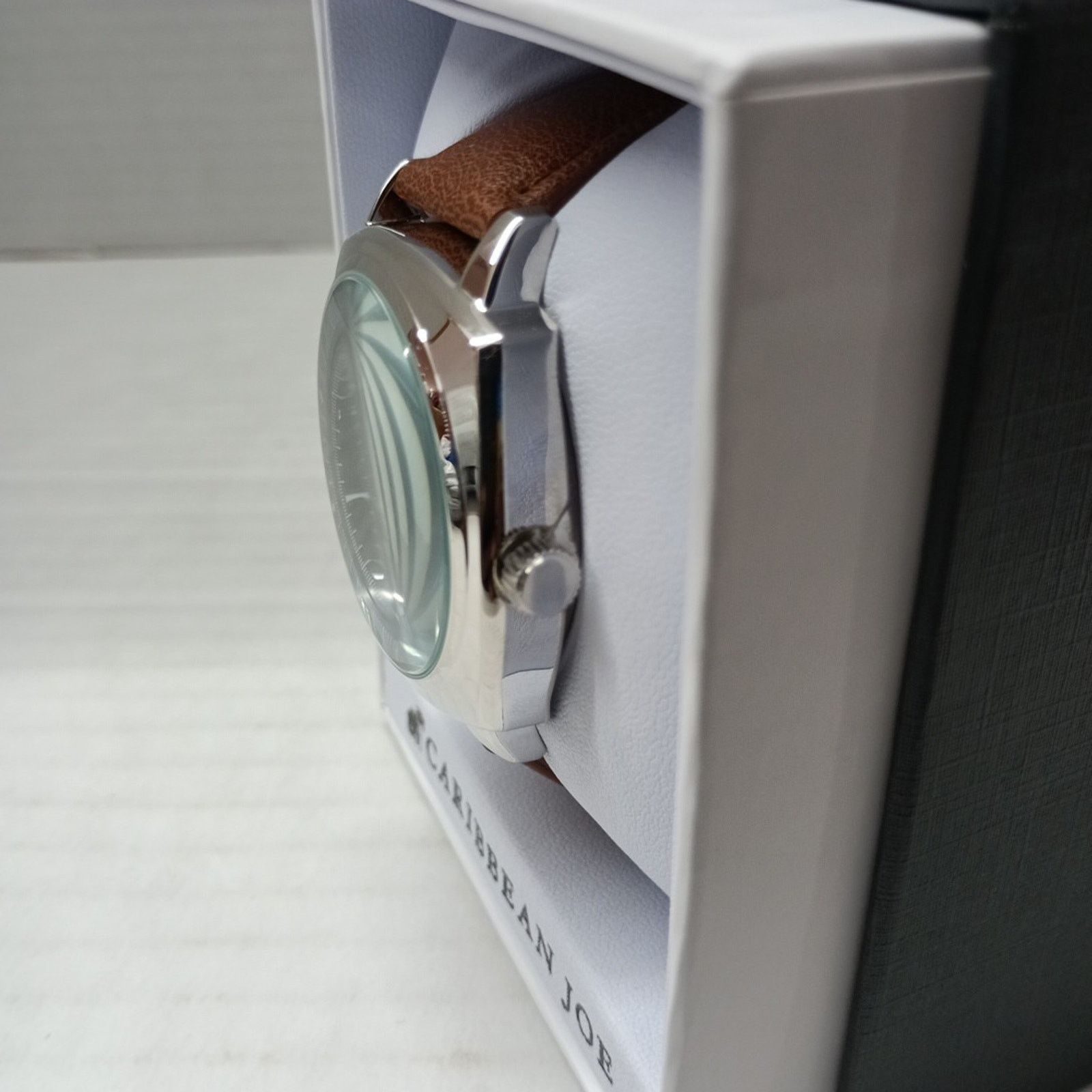 Caribbean Caribbean Joe Watch Men 44mm Case Brown Band Blue Dial Size ONE SIZE - 2 Thumbnail