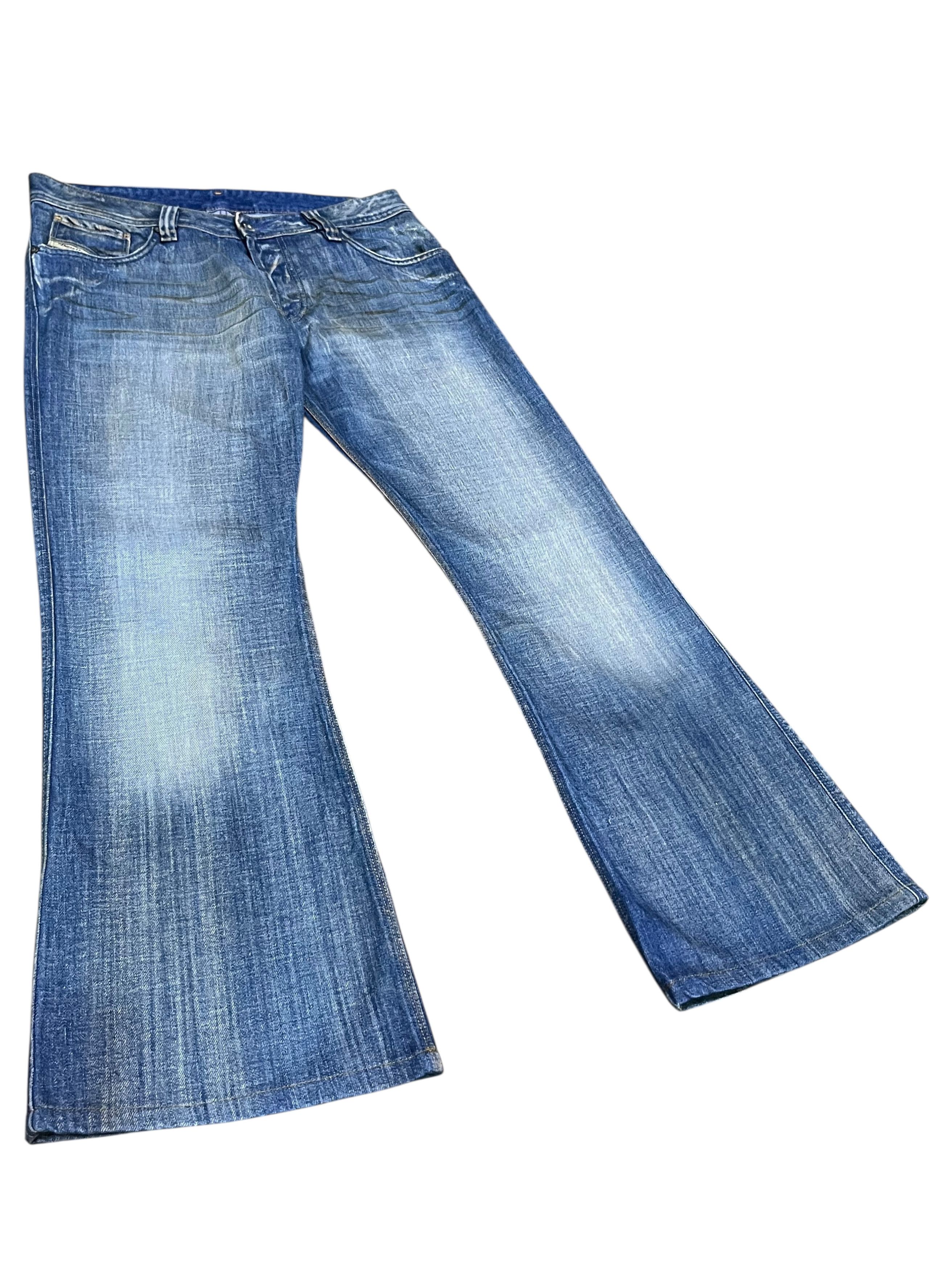 Diesel FYE PUNK🔥DIESEL Distressed Denim Wide Leg Super FLARE Jeans Size US 32 / EU 48 - 3 Thumbnail