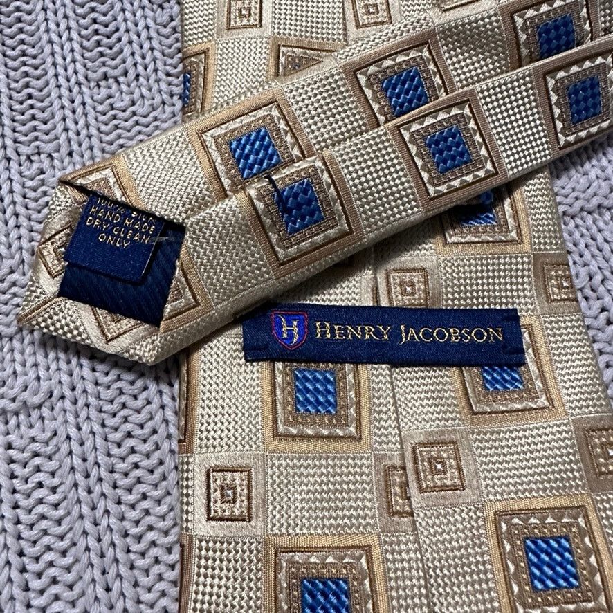 Other Henry Jacobson gold square geometric print silk tie Size ONE SIZE - 2 Thumbnail