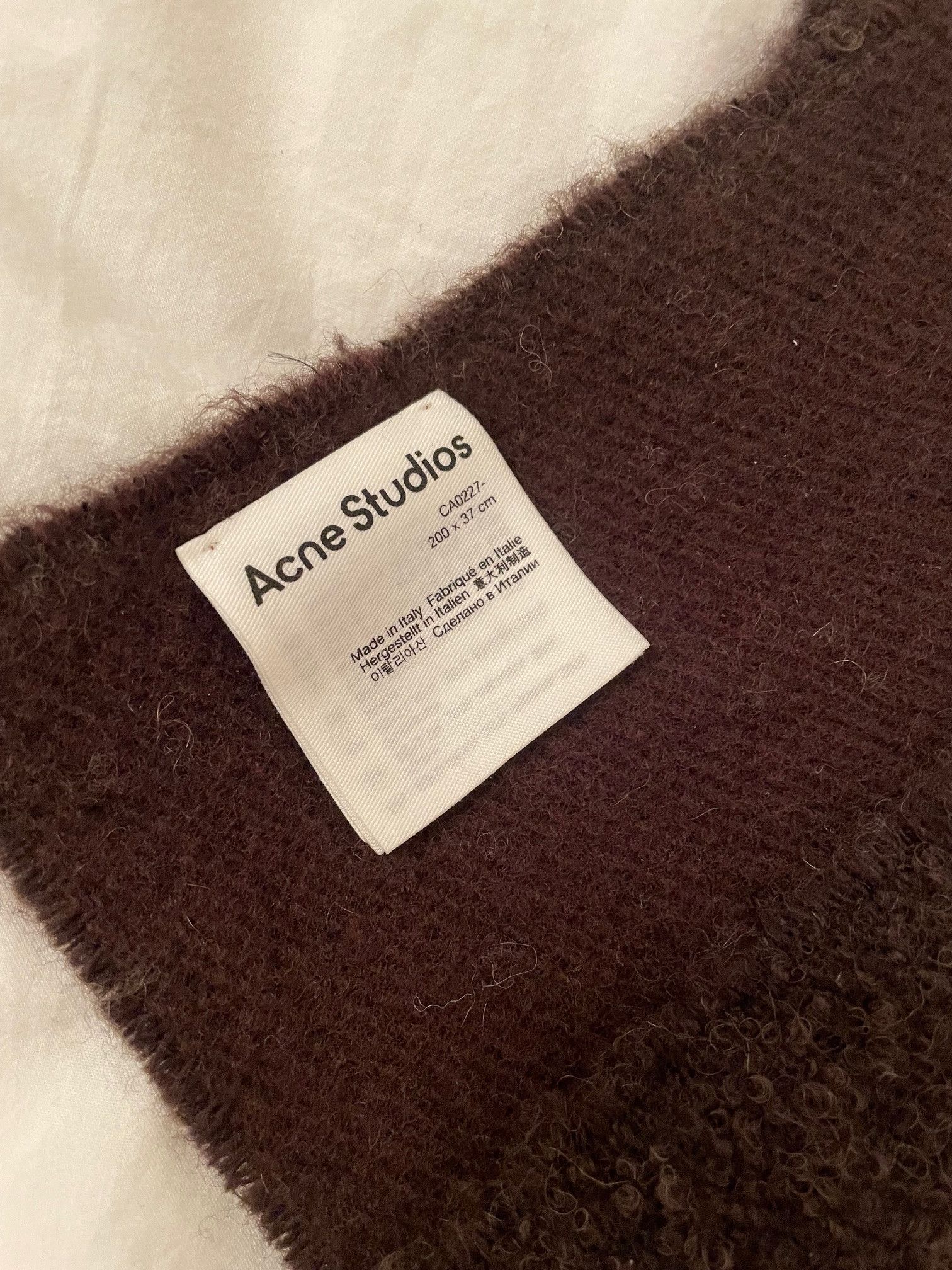 Acne Studios Acne Vasami chocolate brown jaquard brushed wool scarf Size ONE SIZE - 4 Thumbnail