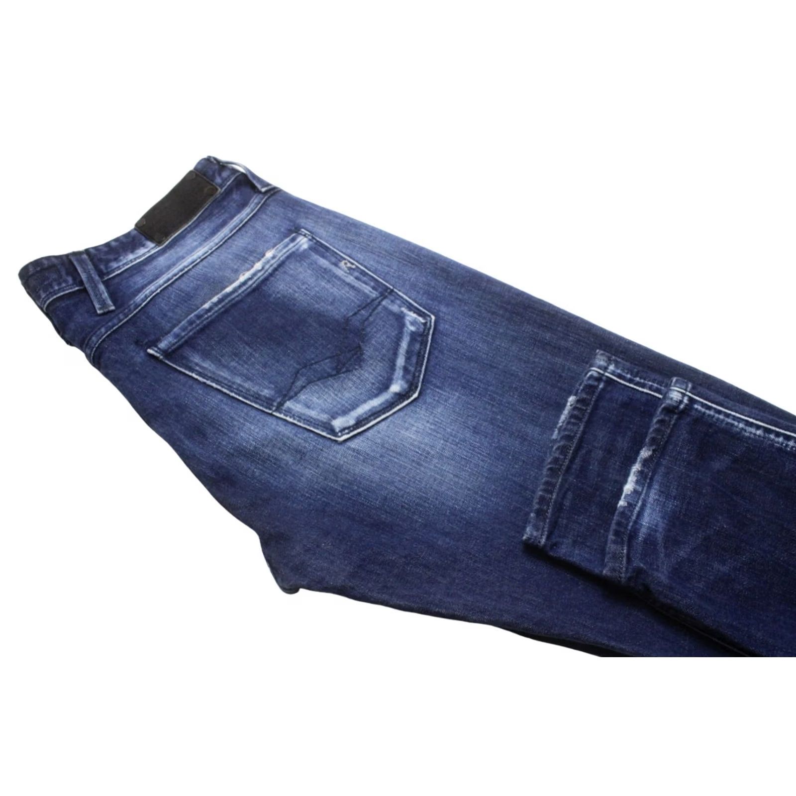 Replay REPLAY Anbass Jeans Men's W30/L32 Tapered Fit Zip Fly Dark Denim Casual Whiskers Size US 30 / EU 46 - 5 Thumbnail