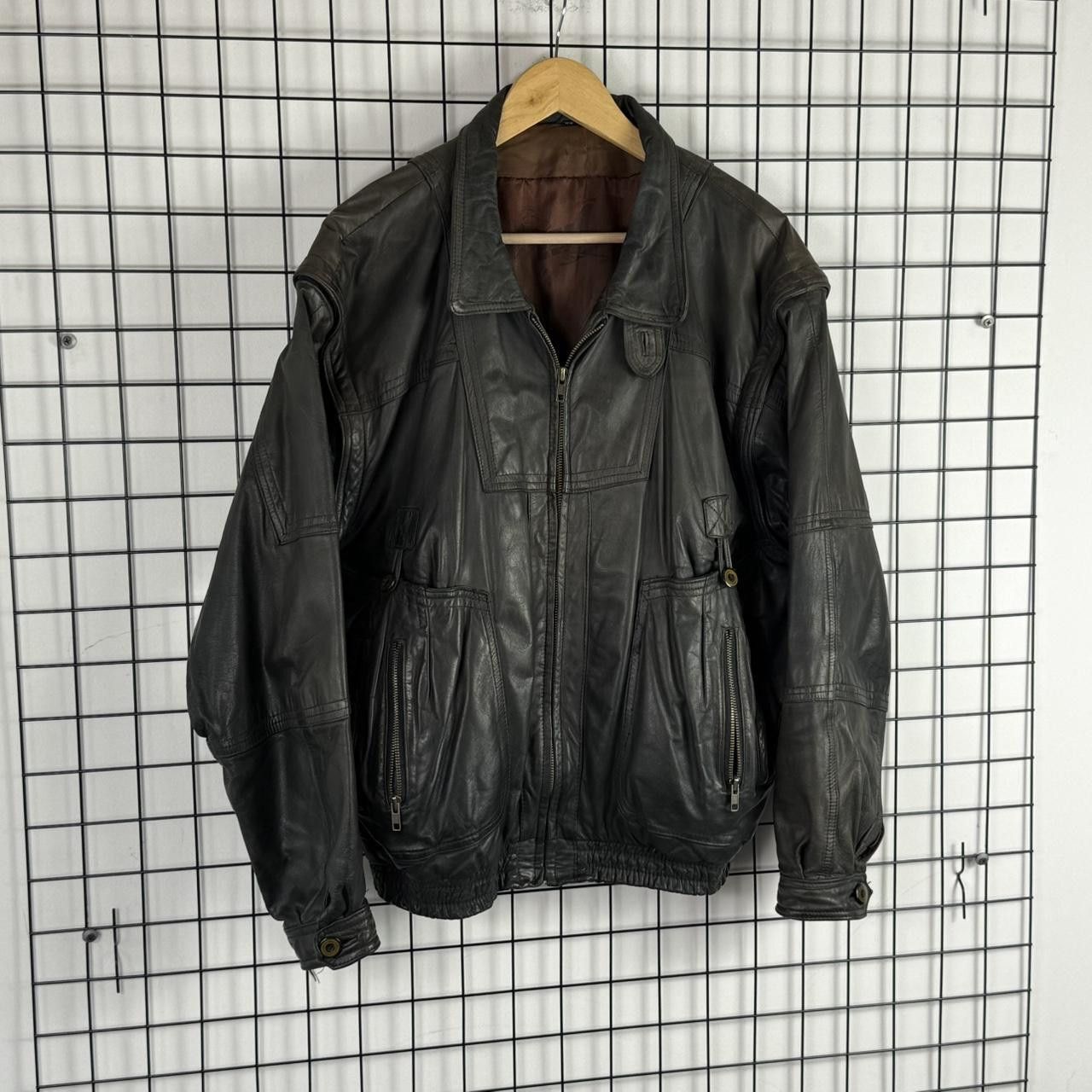 Vintage Vintage 90s Real Leather Boxy Black Jacket Size US L / EU 52-54 / 3 - 3 Thumbnail