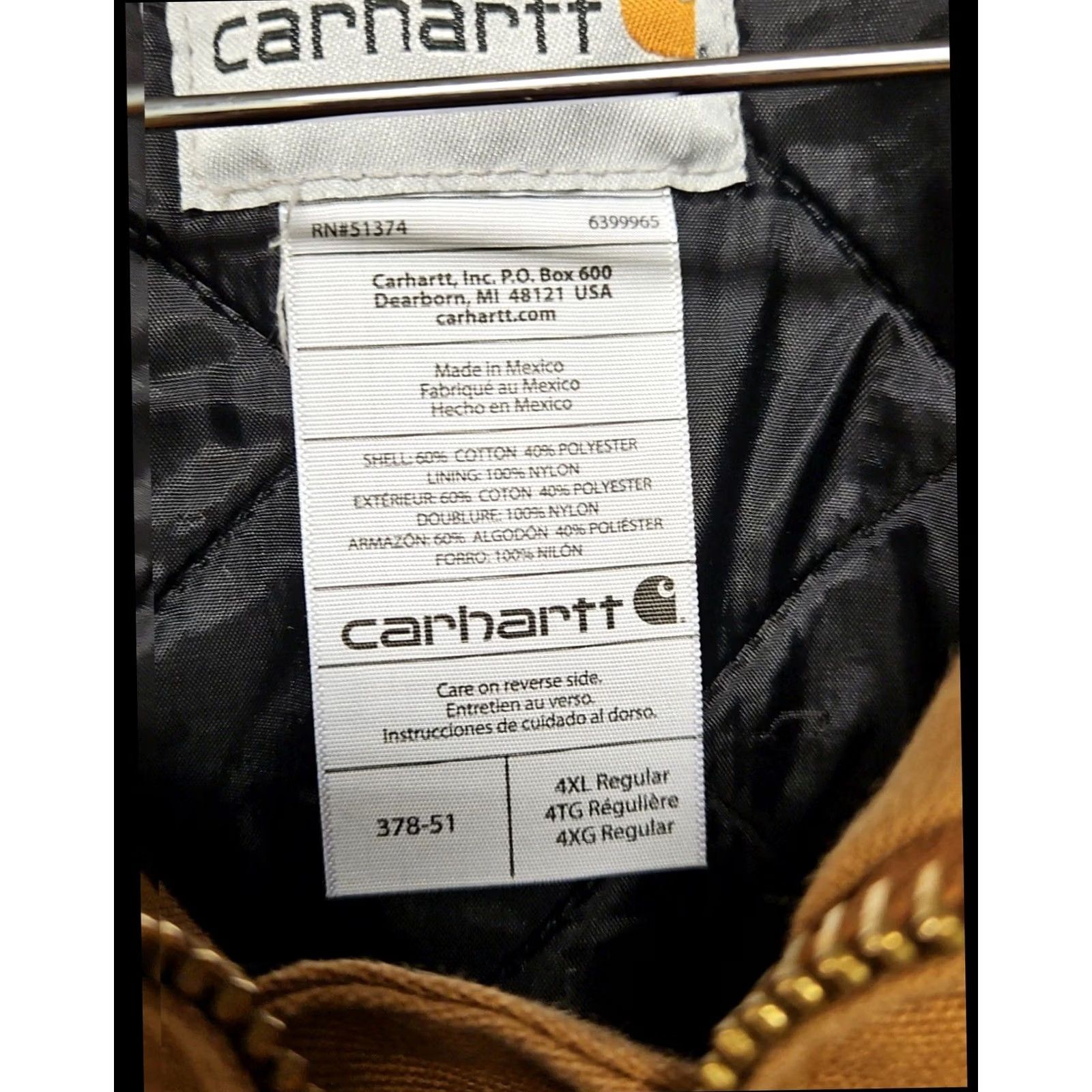 Carhartt Carhartt Duck Canvas Quilted Lined Work Jacket Brown 4XL Regular Mens Big & Tall Jacket Size US XXL / EU 58 / 5 - 5 Thumbnail