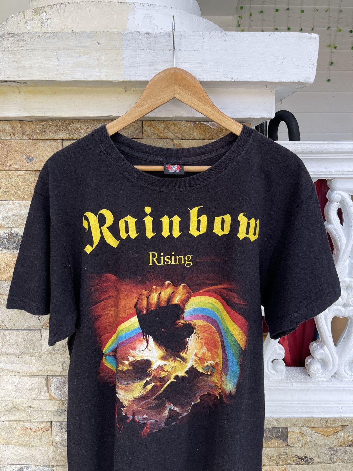 Band Tees Last Drop🔥Rare🔥Vintage RAINBOW RISING Band T Shirt Size US L / EU 52-54 / 3 - 3 Thumbnail
