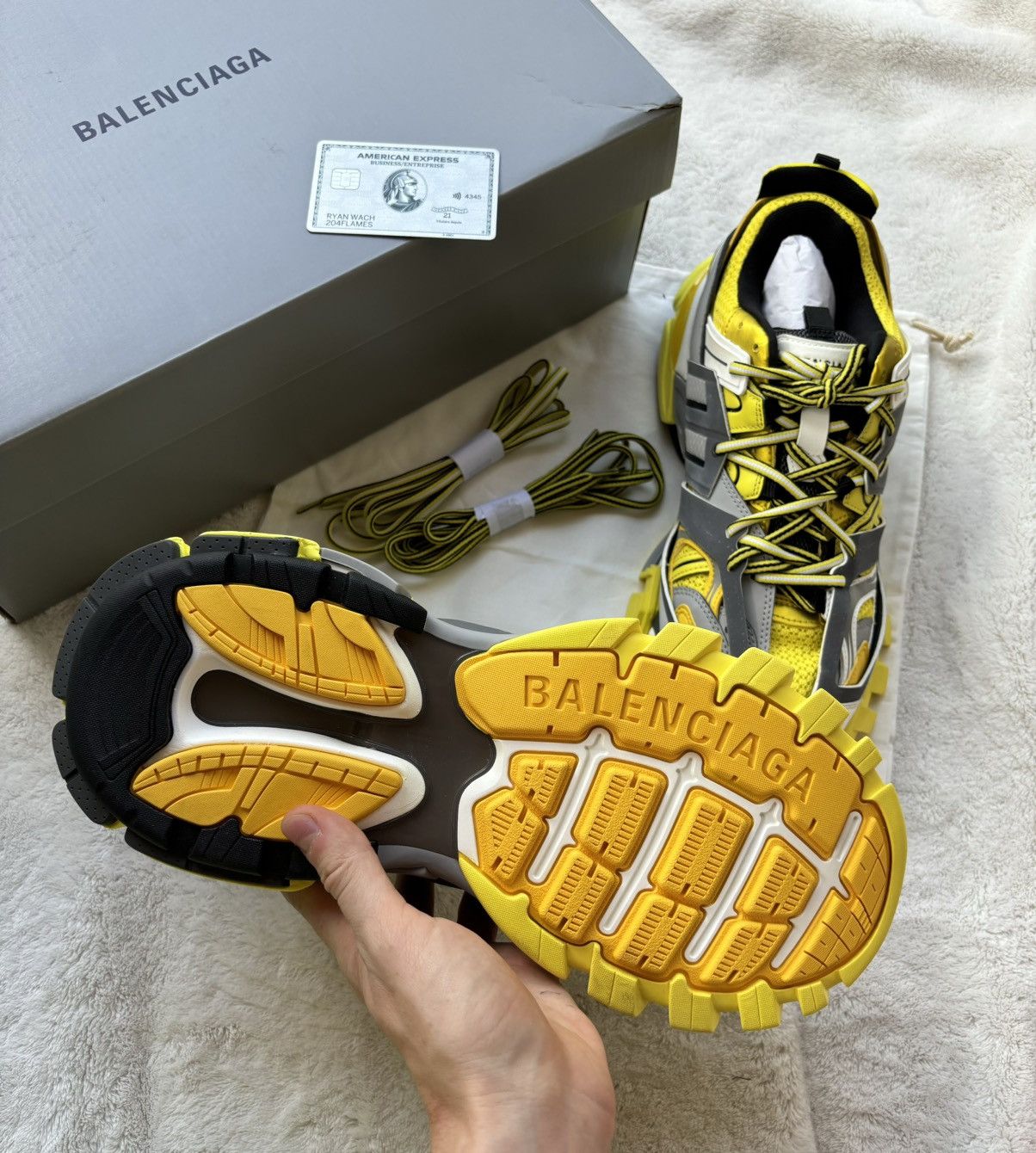 Balenciaga Balenciaga Yellow/GreyWhite Track Sneakers Size US 11 / EU 44 - 4 Thumbnail