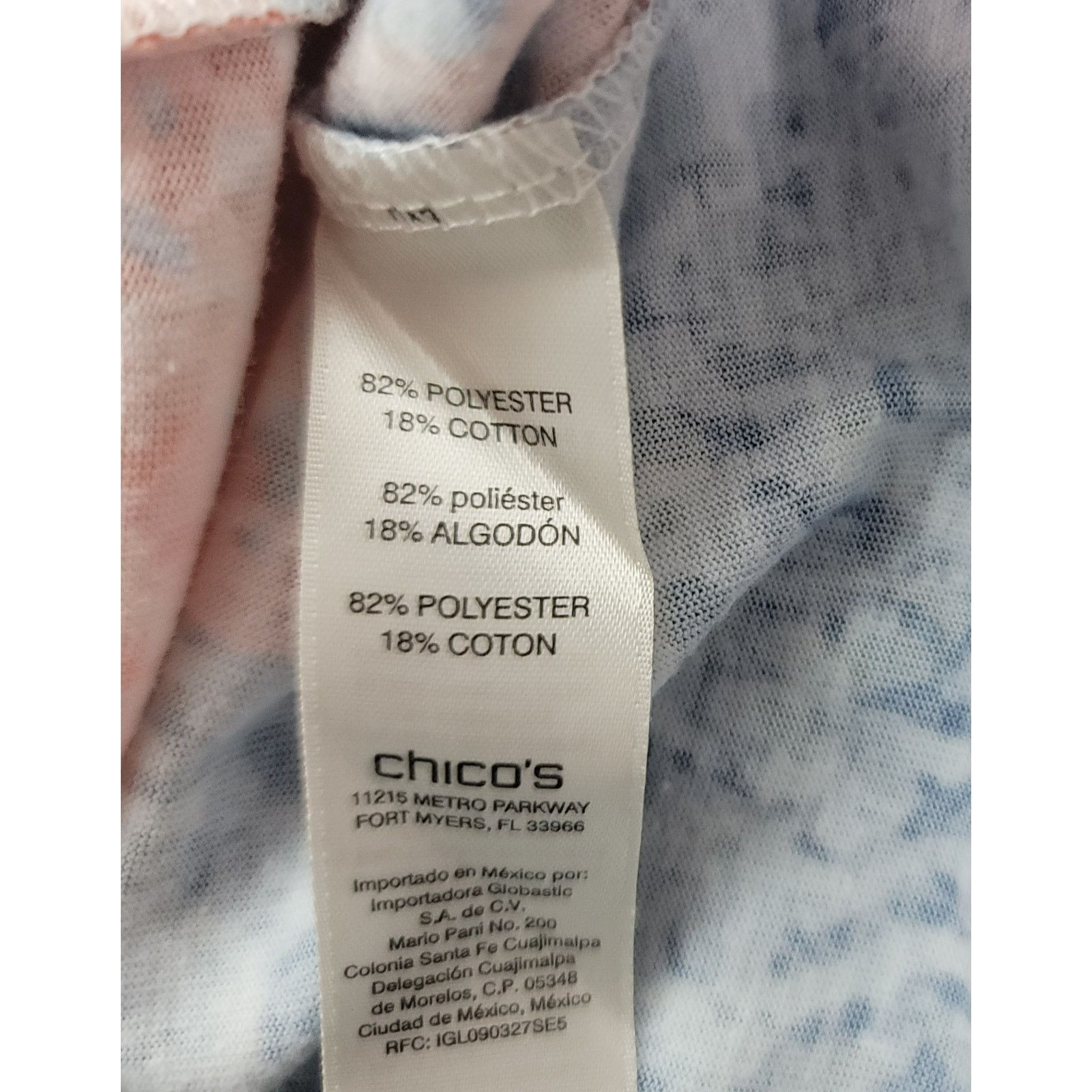 Chicos Zenergy Blue Pink Floral Print Top 1 Medium Rhinestone Size M / US 6-8 / IT 42-44 - 4 Thumbnail