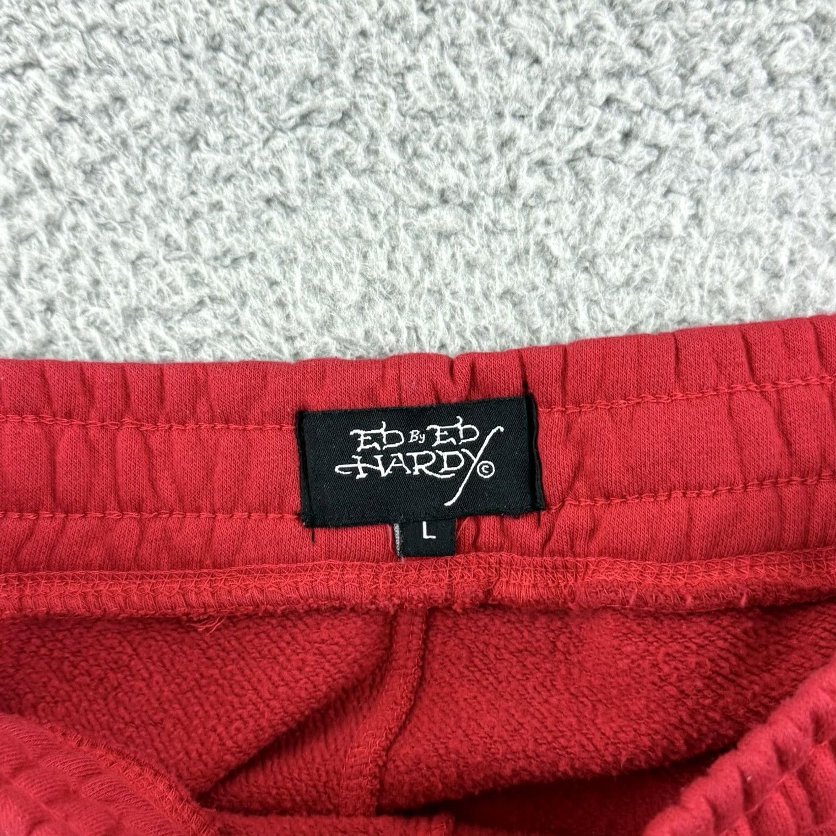 Ed Hardy Ed Hardy Sweatpants Women Large Red Wide-Leg Fleece Logo Pockets Y2K Skull Tattoo Heart Casual Relaxed Pants Size 36" / US 14 / IT 50 - 5 Thumbnail