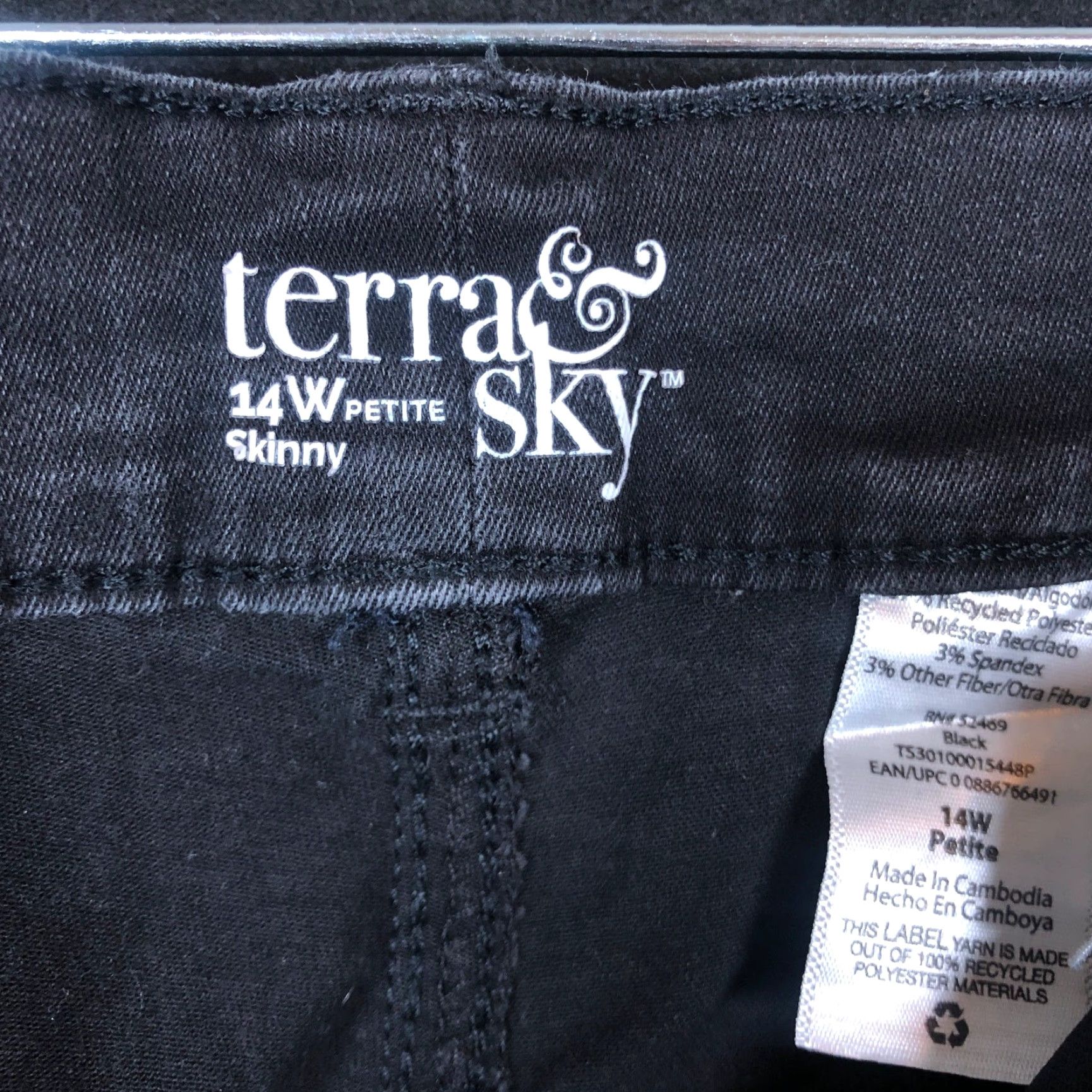 Vintage Terra & Sky Womens Jeans Black Denim Petite Skinny Leg Stretch 14P Size 36" / US 14 / IT 50 - 4 Thumbnail