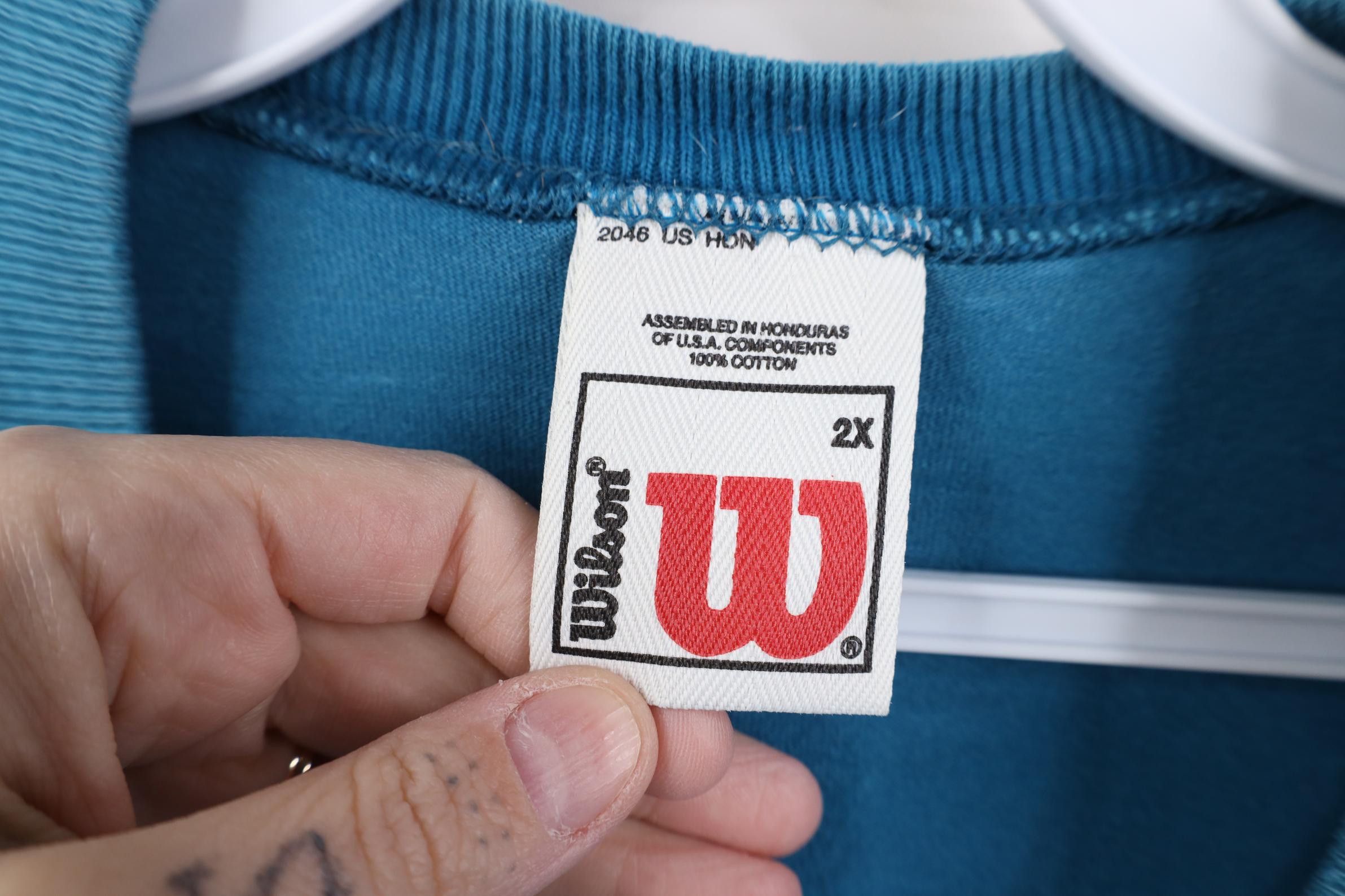 Wilson Vintage 90s Wilson Blank Heavyweight Cotton T-Shirt Blue Size US XXL / EU 58 / 5 - 11 Thumbnail