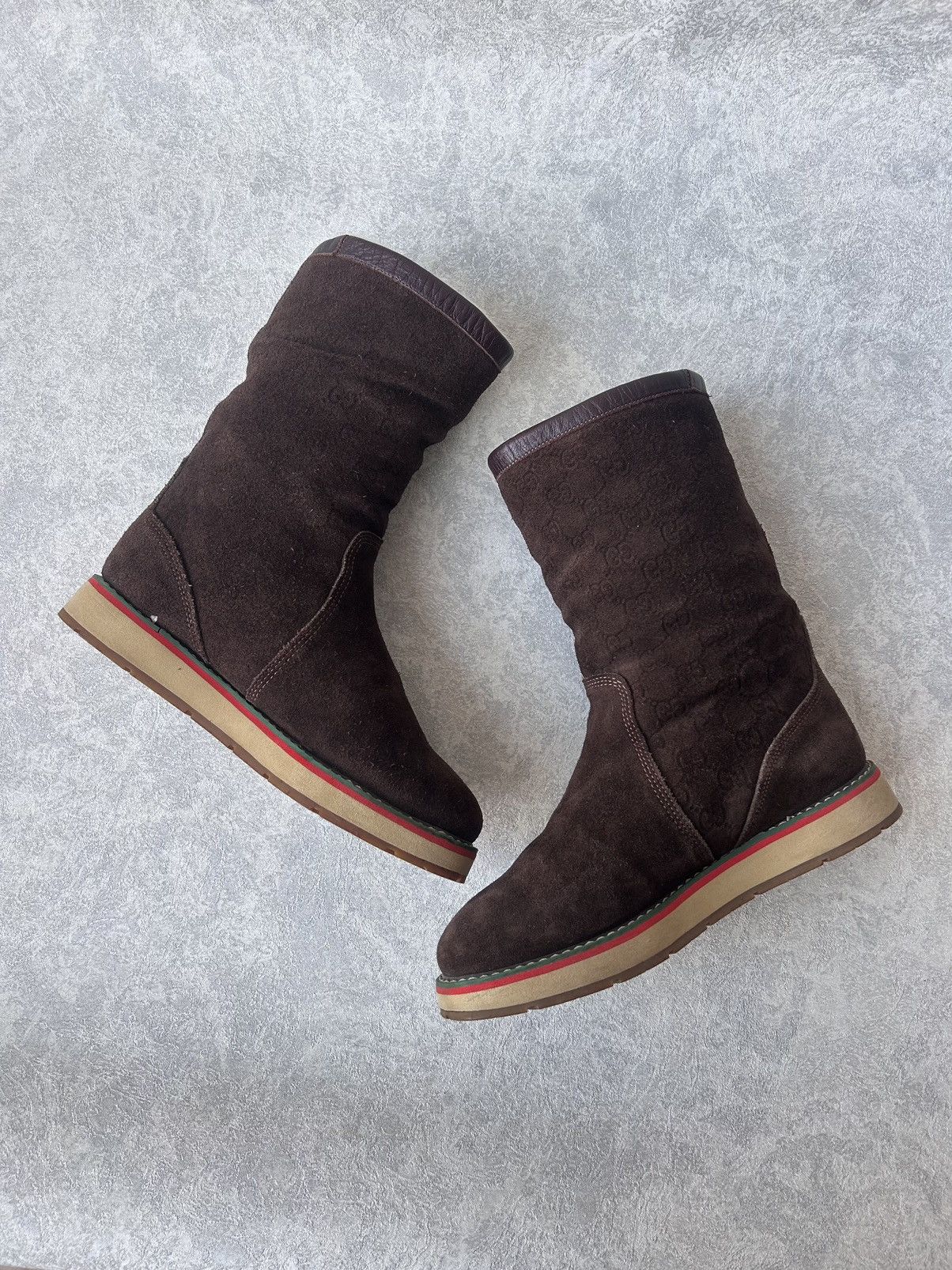Gucci Gucci Monogram GG Ankle Boots Shoes Suede Leather Size US 7 / IT 37 - 7 Thumbnail