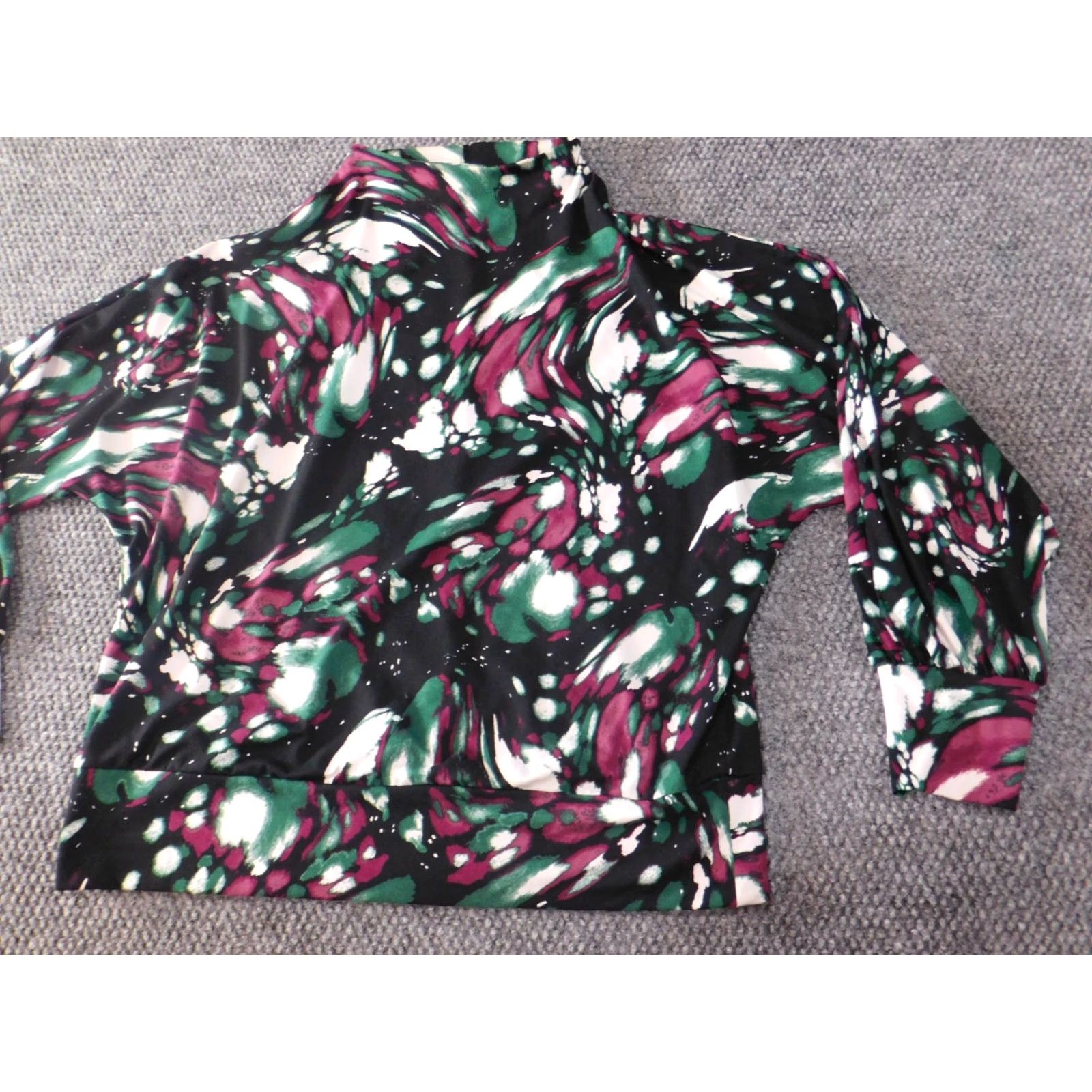 Vintage The Limited Blouse Shirt Womens Medium Green Lightweight Crew Neck Pullover Regular Polyester Spandex Rayon Geometric Casual Classic Size M / US 6-8 / IT 42-44 - 2 Thumbnail