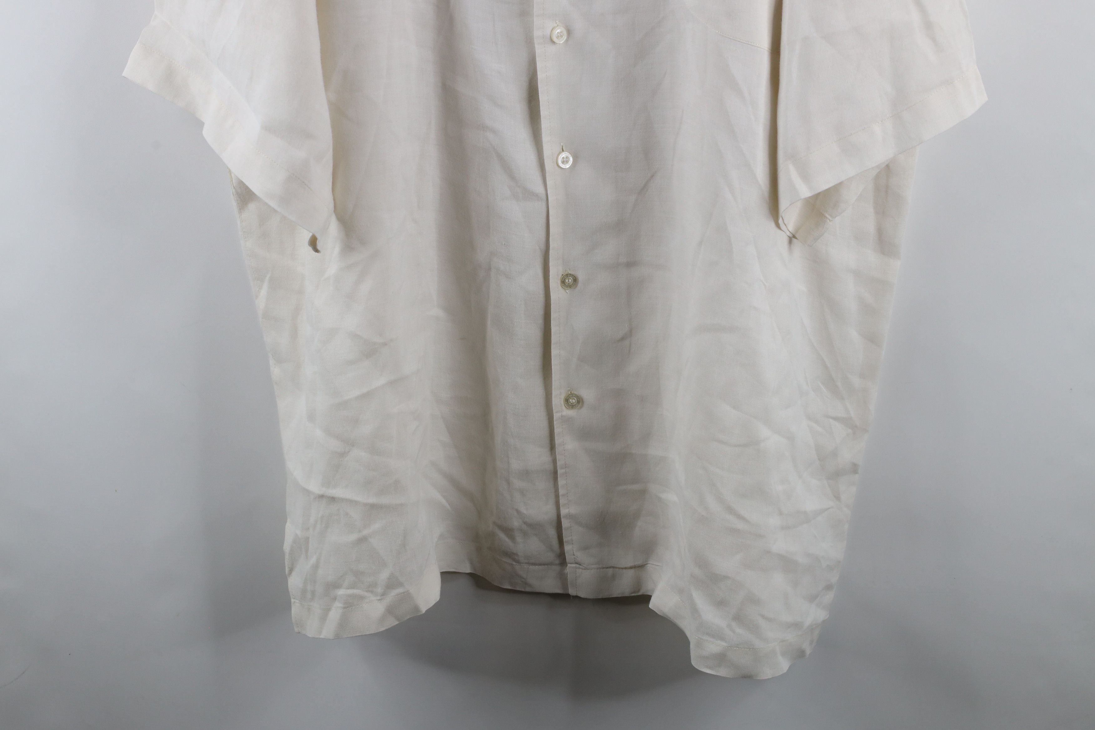 Vintage Vintage 90s Streetwear Linen Camp Collar Button Shirt Cream Size US XXL / EU 58 / 5 - 3 Thumbnail