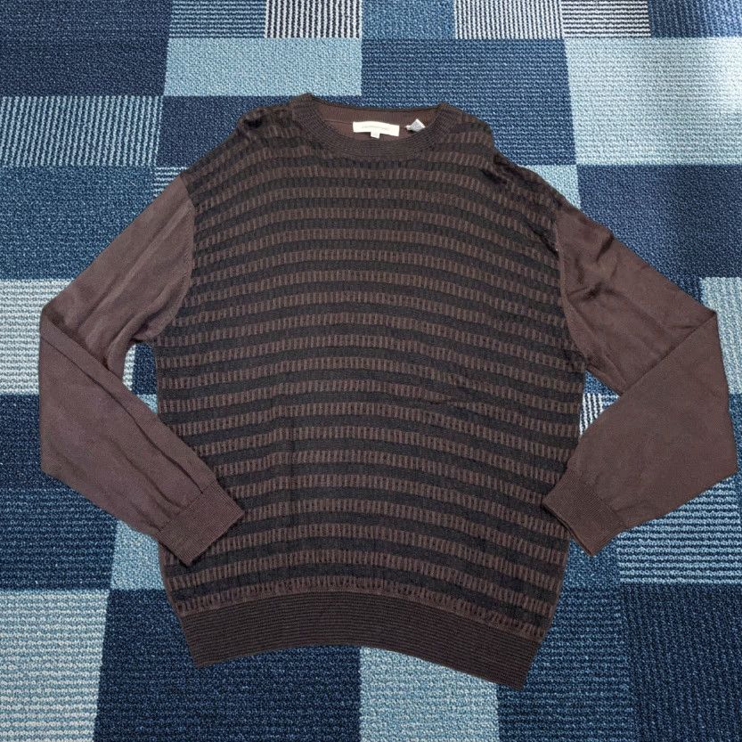 Pronto Uomo Pronto Uomo Sweater XL Brown Pullover Striped Crew Neck Long Sleeves Knit Mens Size US XL / EU 56 / 4 - 1 Thumbnail