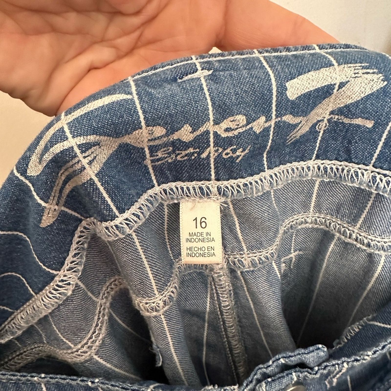 Seven 7 Seven7 Pinstripe Wide Leg Belted Crop Denim Pants Size 38" / US 16 / IT 52 - 5 Thumbnail
