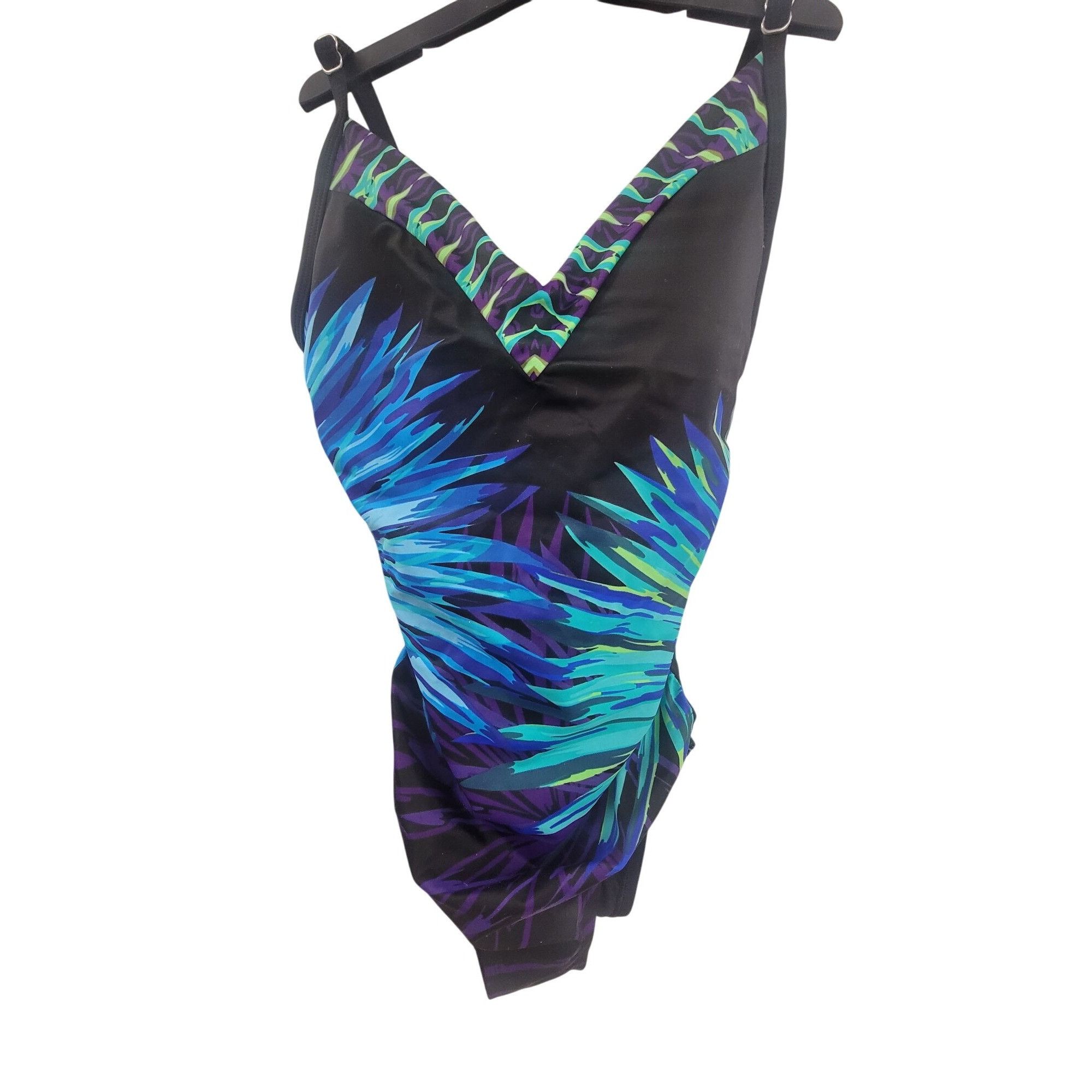 Other Aqua Green Womens Tropical Print One-Piece Swimsuit Adjustab Size ONE SIZE - 1 Thumbnail