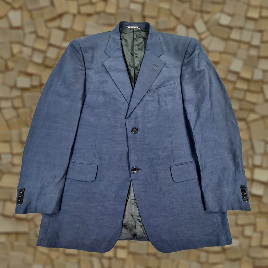 Harrods Blazer Mens 44 R Navy Blue Linen Silk Single Breasted Jacket Casual Business Summer, Men's (Size 44r)