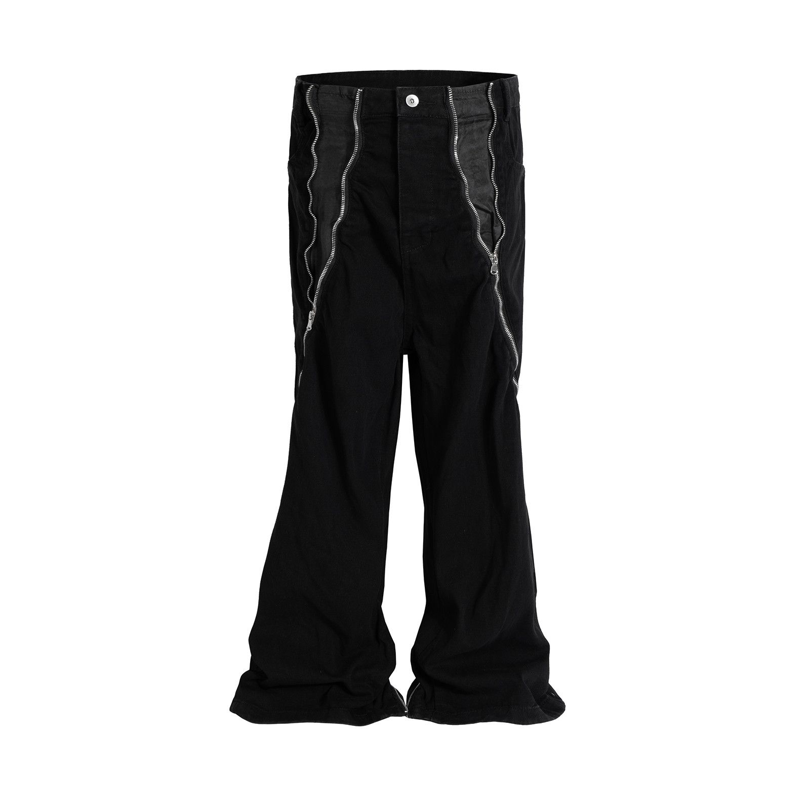 Japanese Brand × Jean Front Curve Zipper Adjustable Black Flare Jeans Size US 31 - 4 Thumbnail