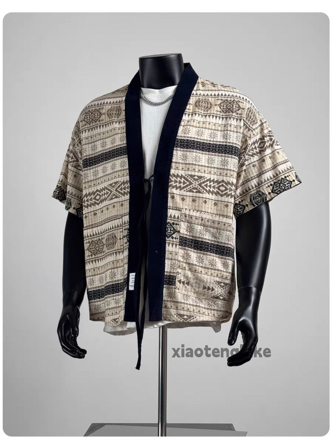 Vintage Unisex utility loose baggy taoist robe striped shirt Size US L / EU 52-54 / 3 - 3 Thumbnail