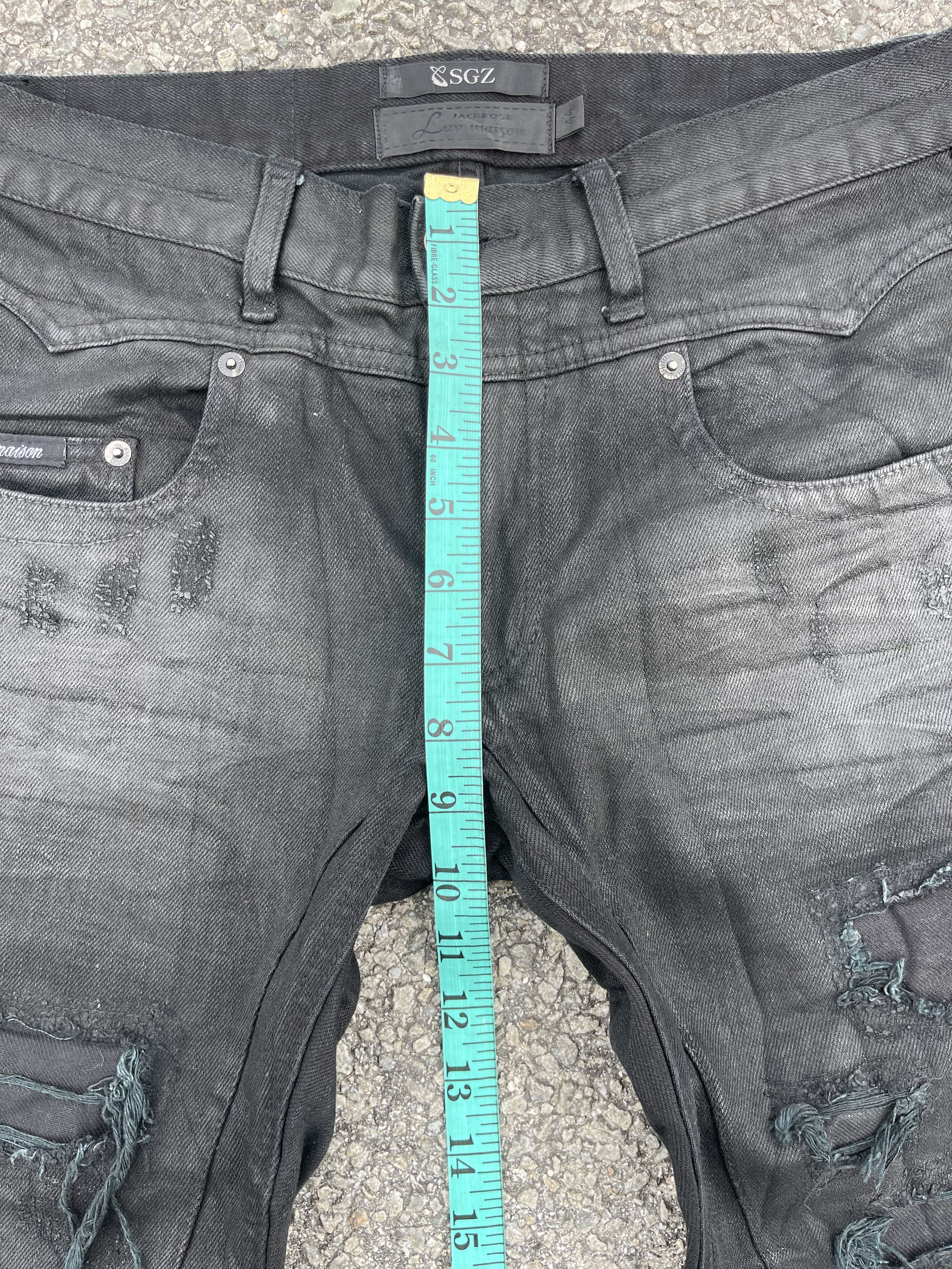 GOSTAR DE FUGA × JACKROSE × Le Grande Bleu (L.G.B.) Luv Maison Black Waxed Oil Distressed Slim Fit Size US 31 - 10 Thumbnail