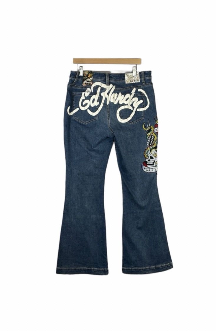 image of Ed Hardy Nyc Slim Flare Jeans in Blue, Women's (Size 34)