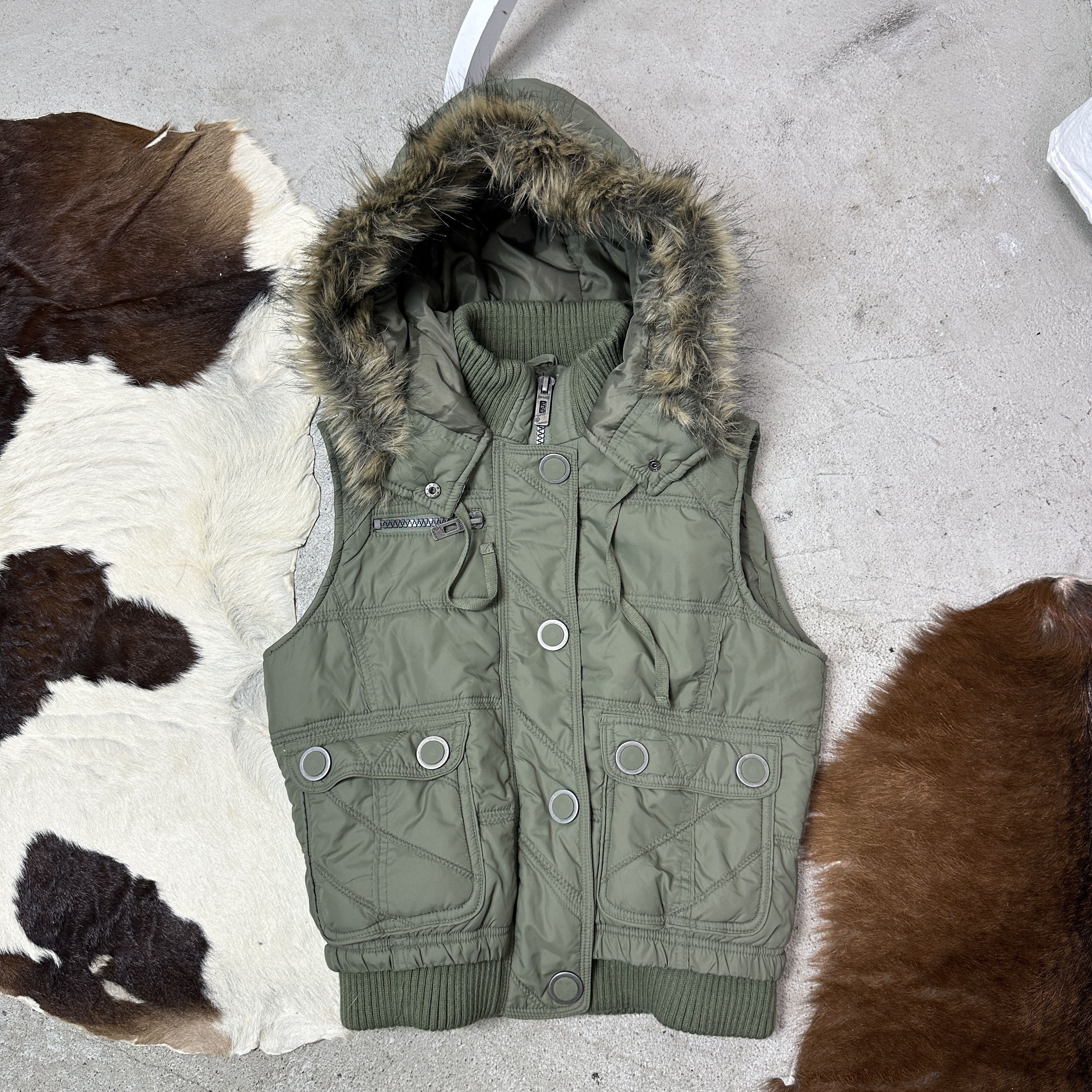 Vintage Vintage Puffer Hooded Fitted Down Vest Y2K Size M / US 6-8 / IT 42-44 - 2 Thumbnail