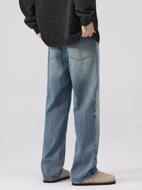 Jean Blue straight loose washed baggy jeans Size US 32 / EU 48 - 4 Thumbnail