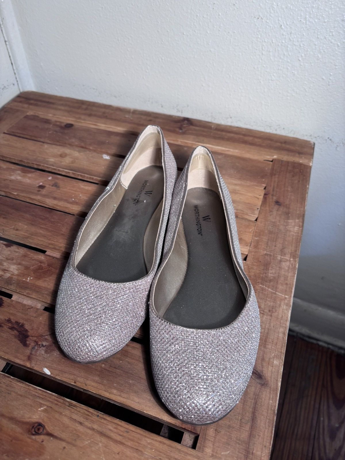 Worthington Worthington Silver Glitter Ballet Flats Size US 8.5 / IT 38.5 - 8 Thumbnail