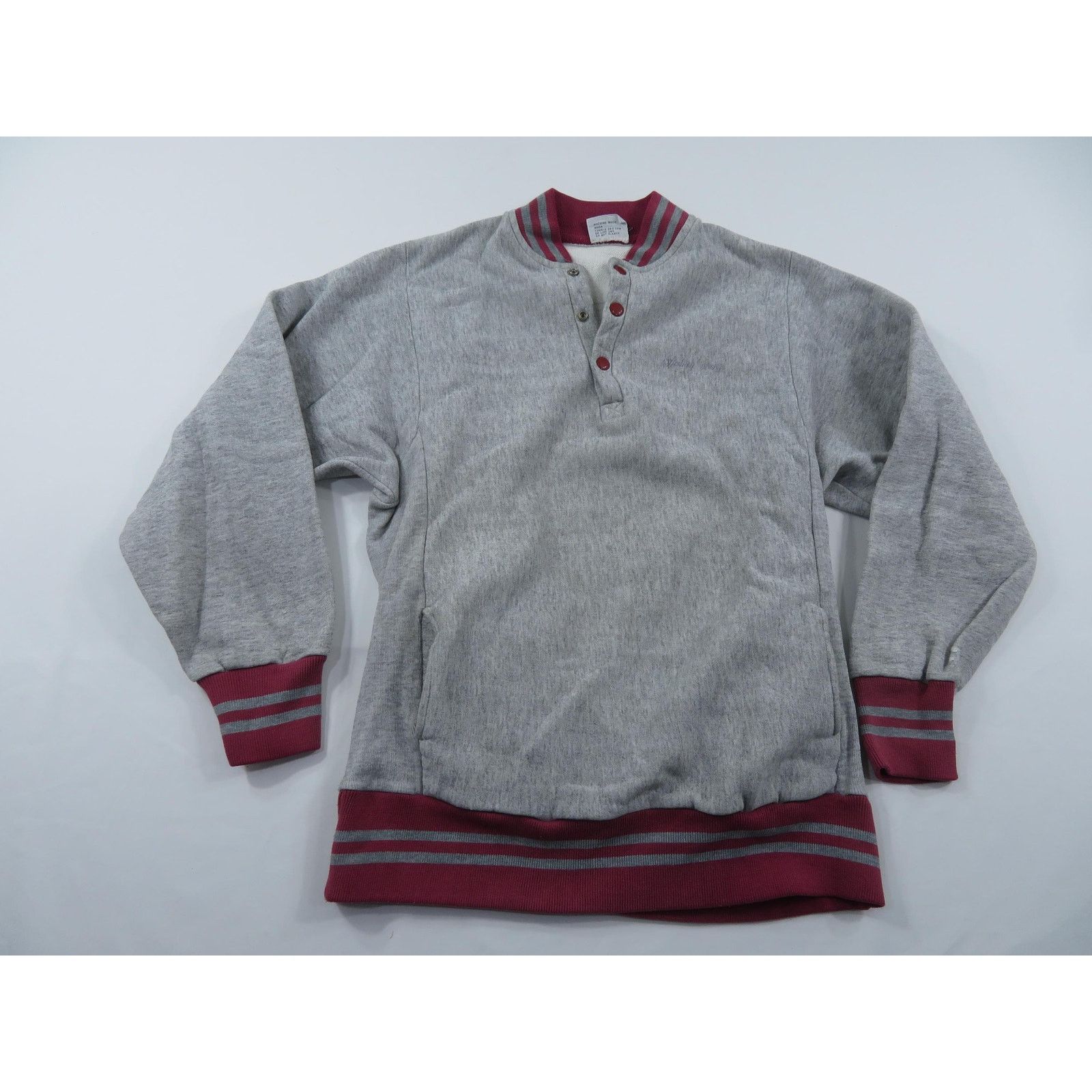 Other Flore Brand Sweatshirt Gray Maroon Henley Collar Sz M-L? 90s Size US L / EU 52-54 / 3 - 1 Thumbnail
