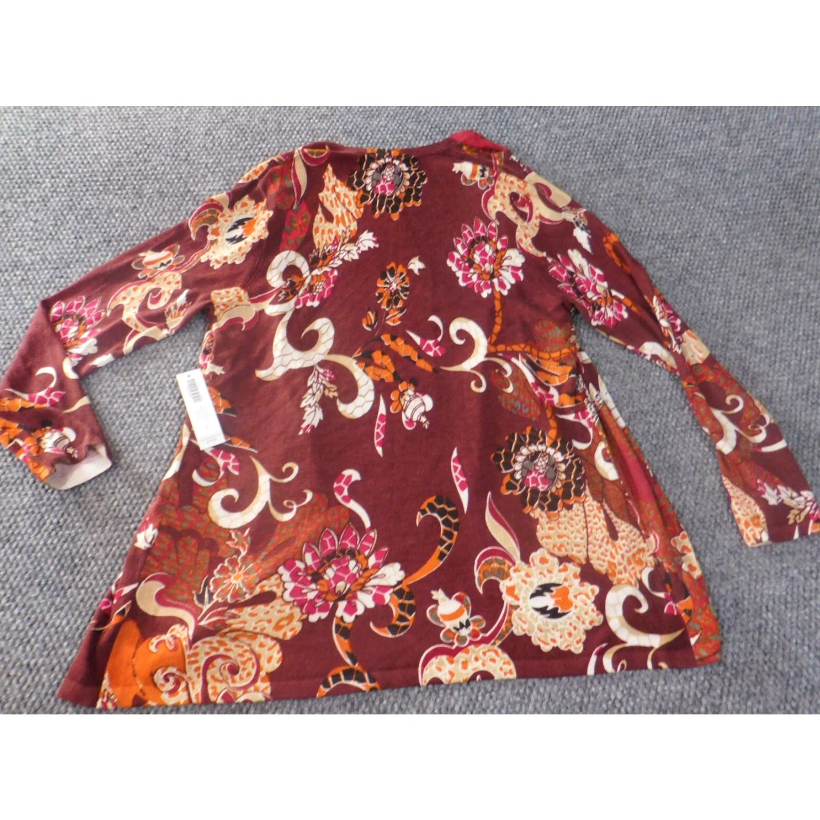 Vintage Chicos Cardigan Sweater Women Red Floral Crew Neck Long Sleeve Stretch Open Knit Regular Size 1 Modern Travel Size XS / US 0-2 / IT 36-38 - 7 Thumbnail