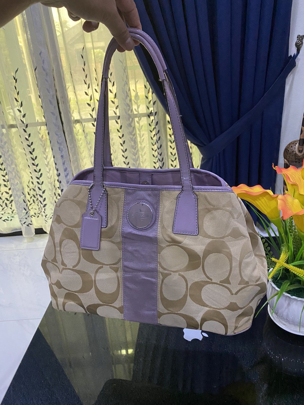 Coach Lavendar & Tan Coach Kiss Lock Purse Size ONE SIZE - 5 Thumbnail