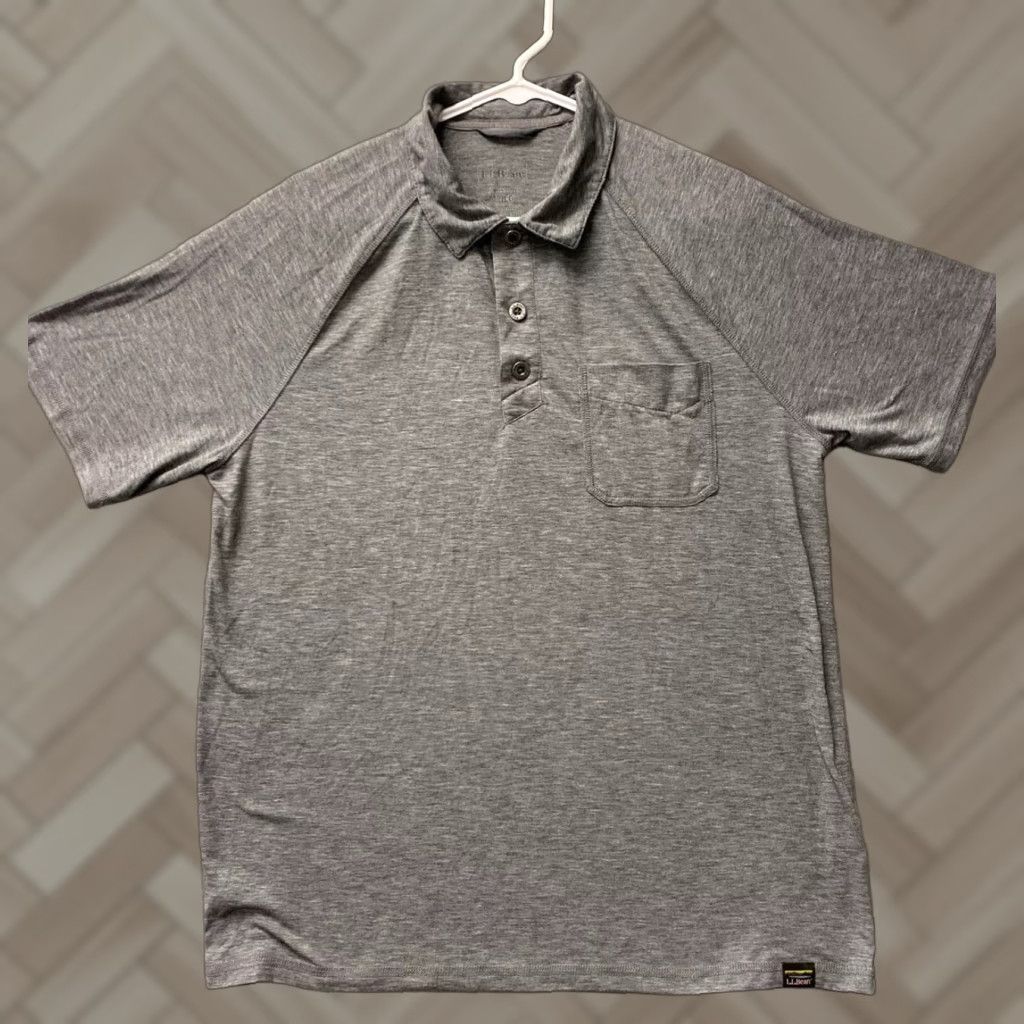 Vintage LL BEAN Gray Polo Shirt Adult Medium Soft Short Sleeve Regular Fit Mens Size US M / EU 48-50 / 2 - 1 Thumbnail