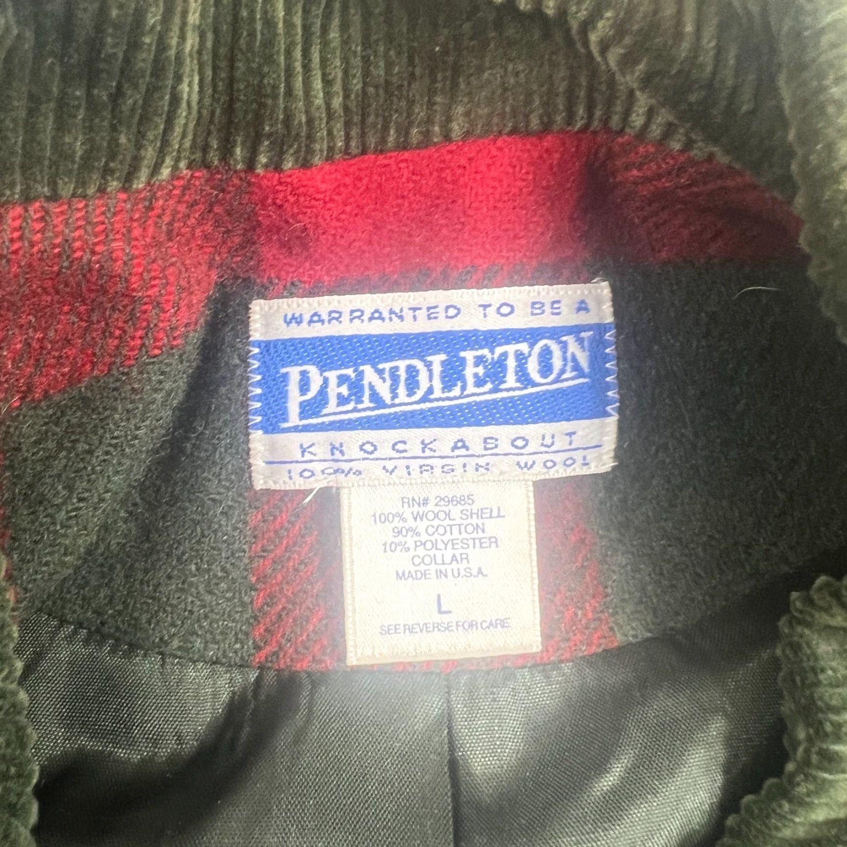 Pendleton VINTAGE Pendleton Knockabout Jacket L Red Green Plaid Wool Zip Up Corduroy Collar Size US L / EU 52-54 / 3 - 2 Thumbnail