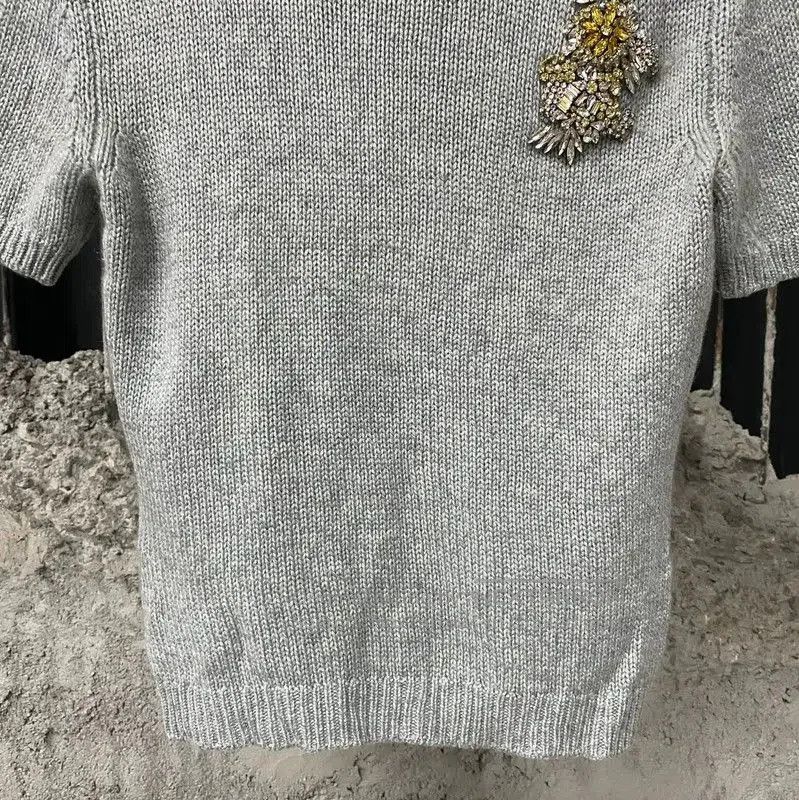 Miu Miu Miu Miu Gray Short Sleeve Pullover Sweater . Size XXS / US 00 / IT 34 - 4 Thumbnail