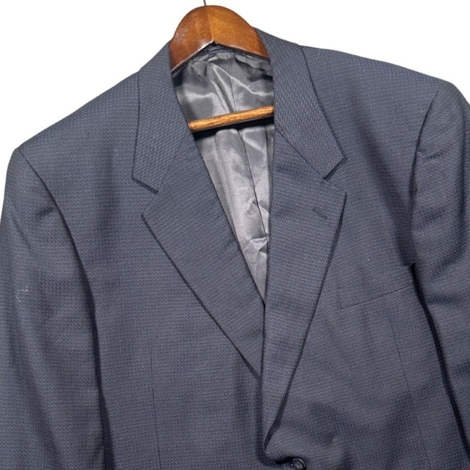 Jhane Barnes Jhane Barnes Blazer Mens 50L Blue Gray Textured Sport Coat Size 50L - 4 Thumbnail